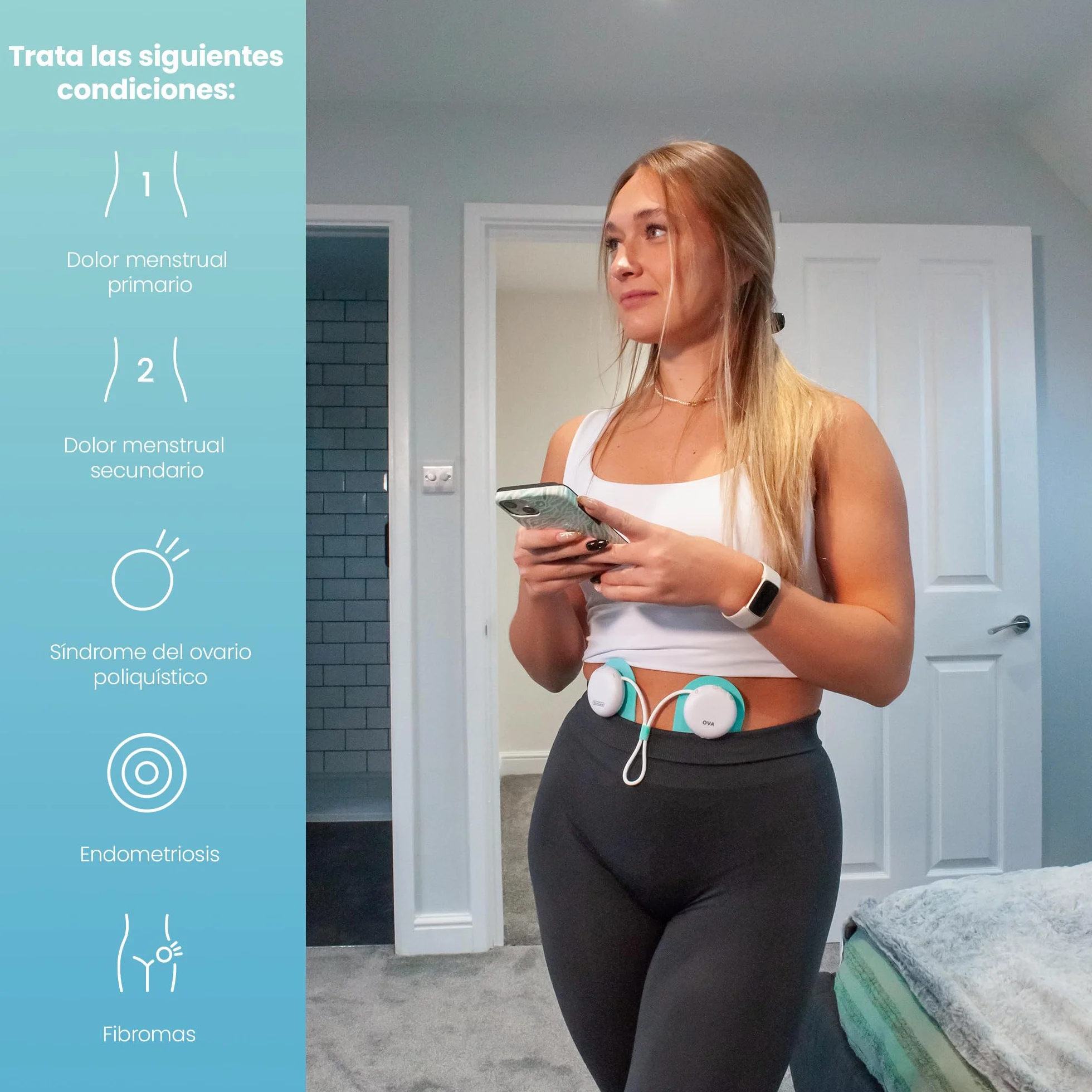 TensCare OVA 3 Uśmierzenie bólu menstruacyjnego-TENS i terapia cieplna w przypadku bólu menstruacyjnego i skurczów menstruacyjnych. Bezpieczny, testowany klinicznie za pomocą ładowarki USB.