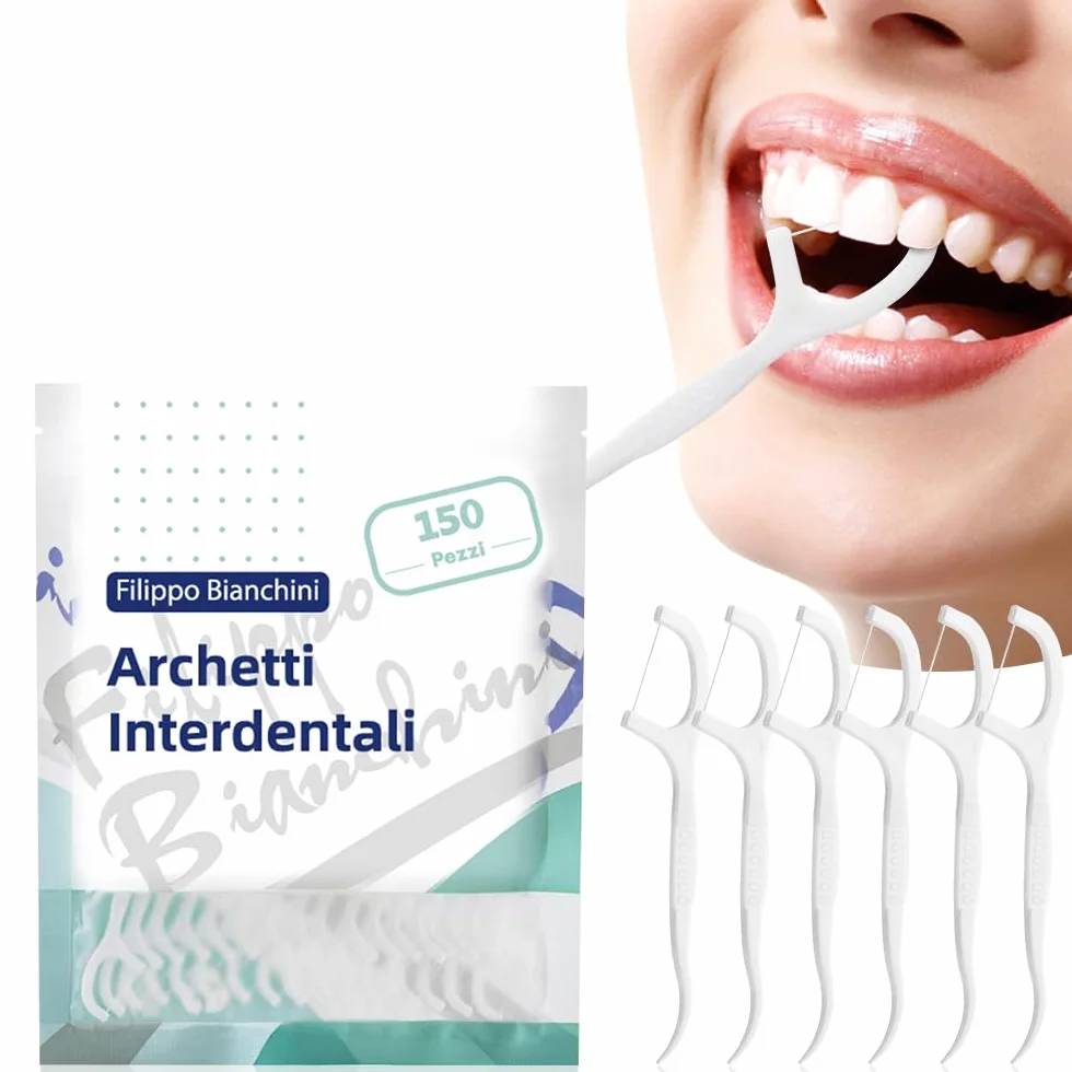 Filippo Bianchis nici dentystyczne 150 sztuk widelec dentystyczny przenośne kije do pielęgnacji stomatologicznej