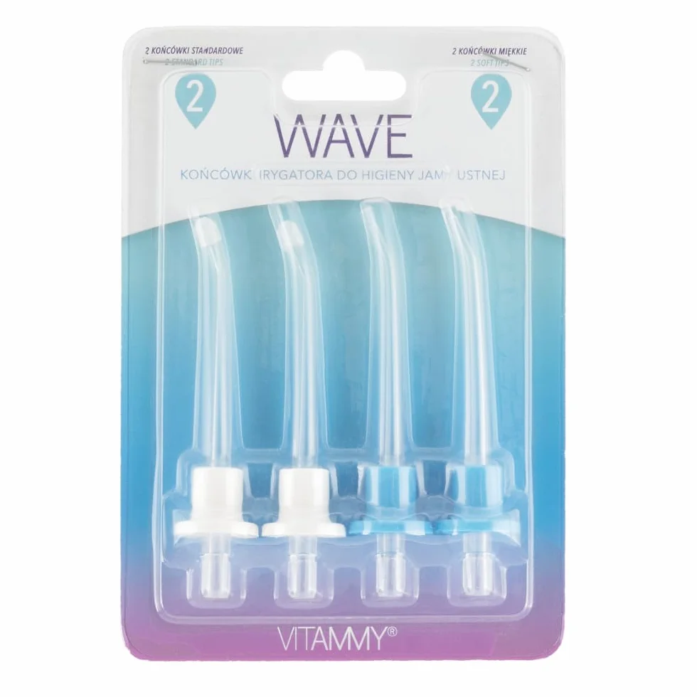 VITAMMY WAVE Końcówki do irygatora, zestaw 4 sztuki - 2 standardowe i 2 silikonowe