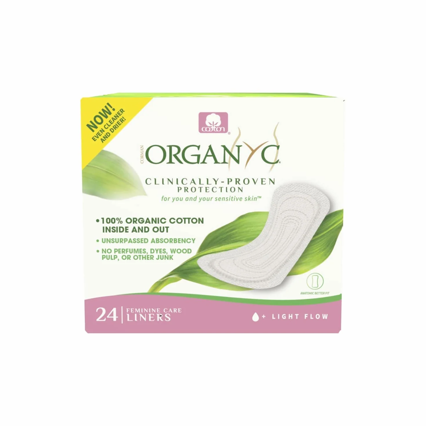 Organyc, Wkładki higieniczne ze 100% organicznej bawełny certyfikowanej do stosowania podczas krwawienia lekkiego - 1 opakowanie zawiera 24 sztuk