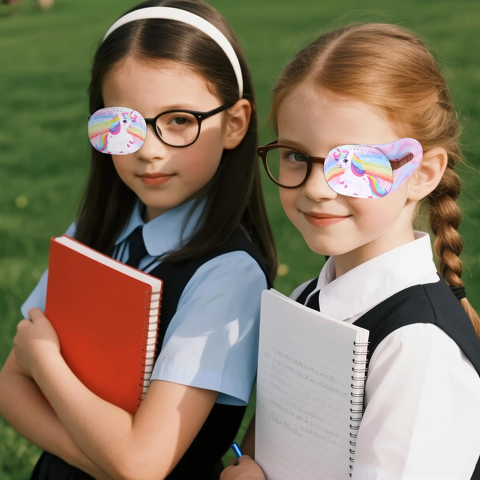 8 sztuk plastry do oczu dla dzieci dziewcząt, jednorożec syrenka kreskówka wielokrotnego użytku plastry na okulary plastry na oczy dla niedowidzenia zez leniwe oko terapia wizualna okluzja