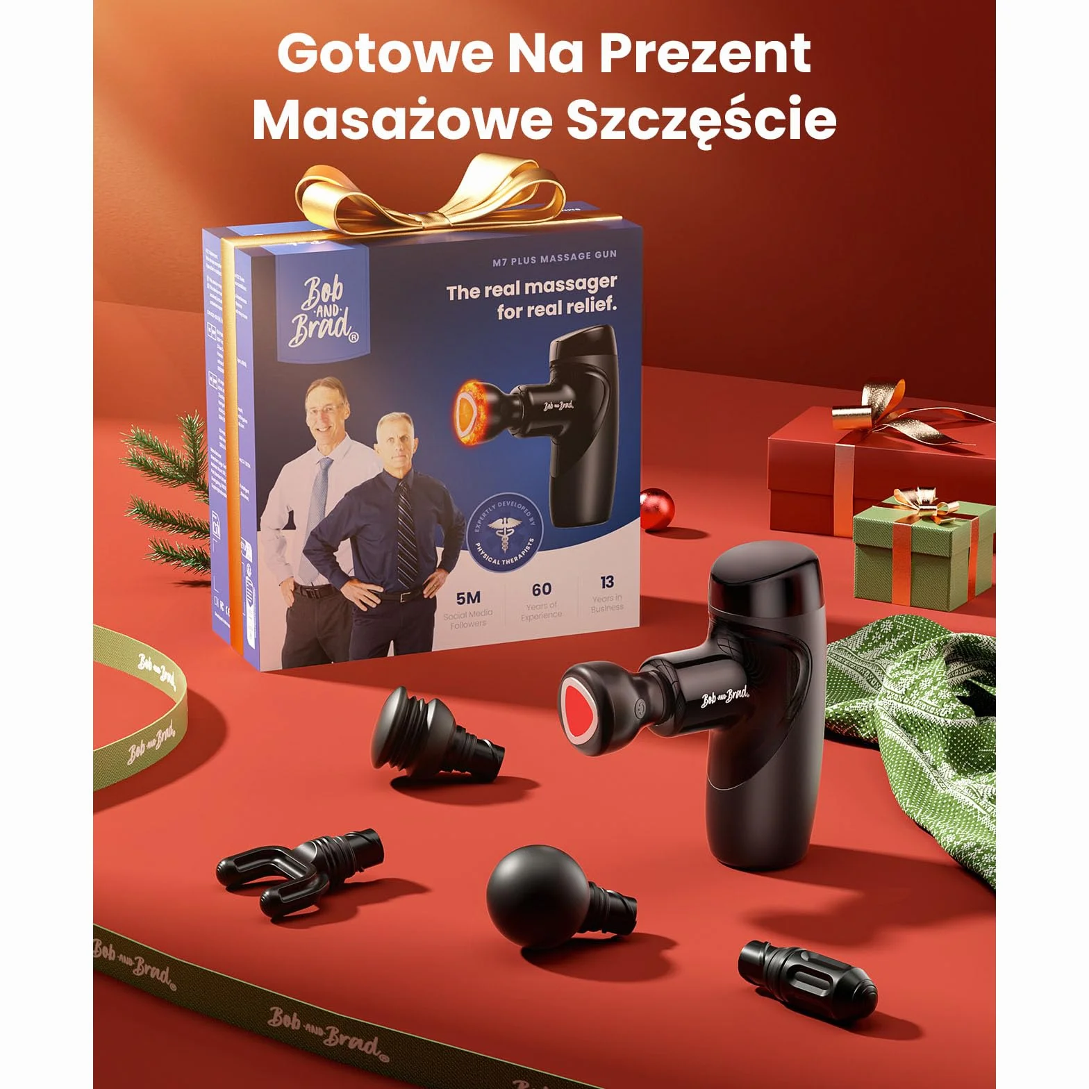 Bob and Brad M7 Plus mini pistolet do masażu z podgrzewaniem 9 mm amplituda USB-C