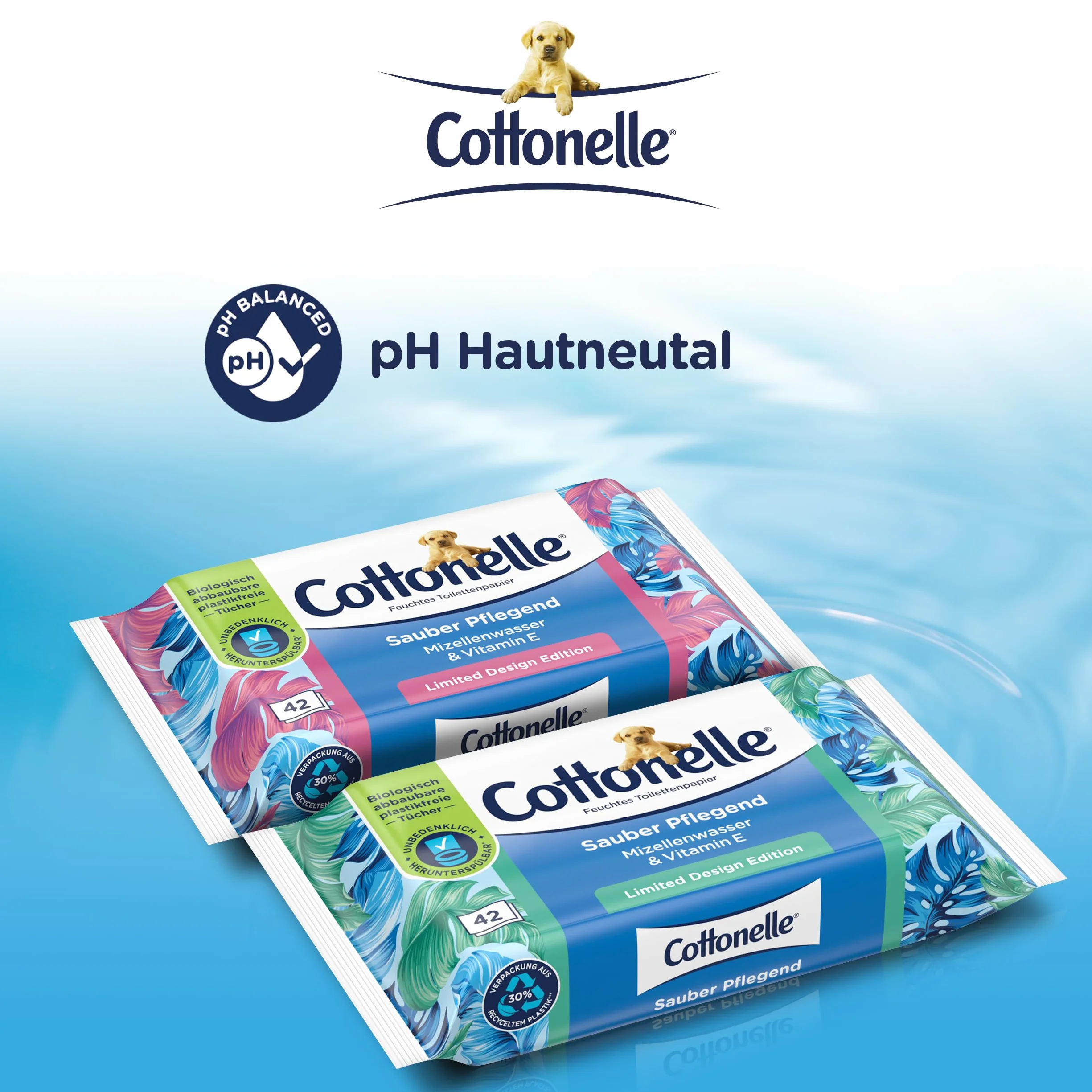 Cottonelle Wilgotny papier toaletowy, czysto pielęgnujący – woda micelarna i zapach bawełny, biodegradowalny, nie zawiera plastiku, możliwość ponownego zamknięcia, opakowanie ekonomiczne, 12 x 42