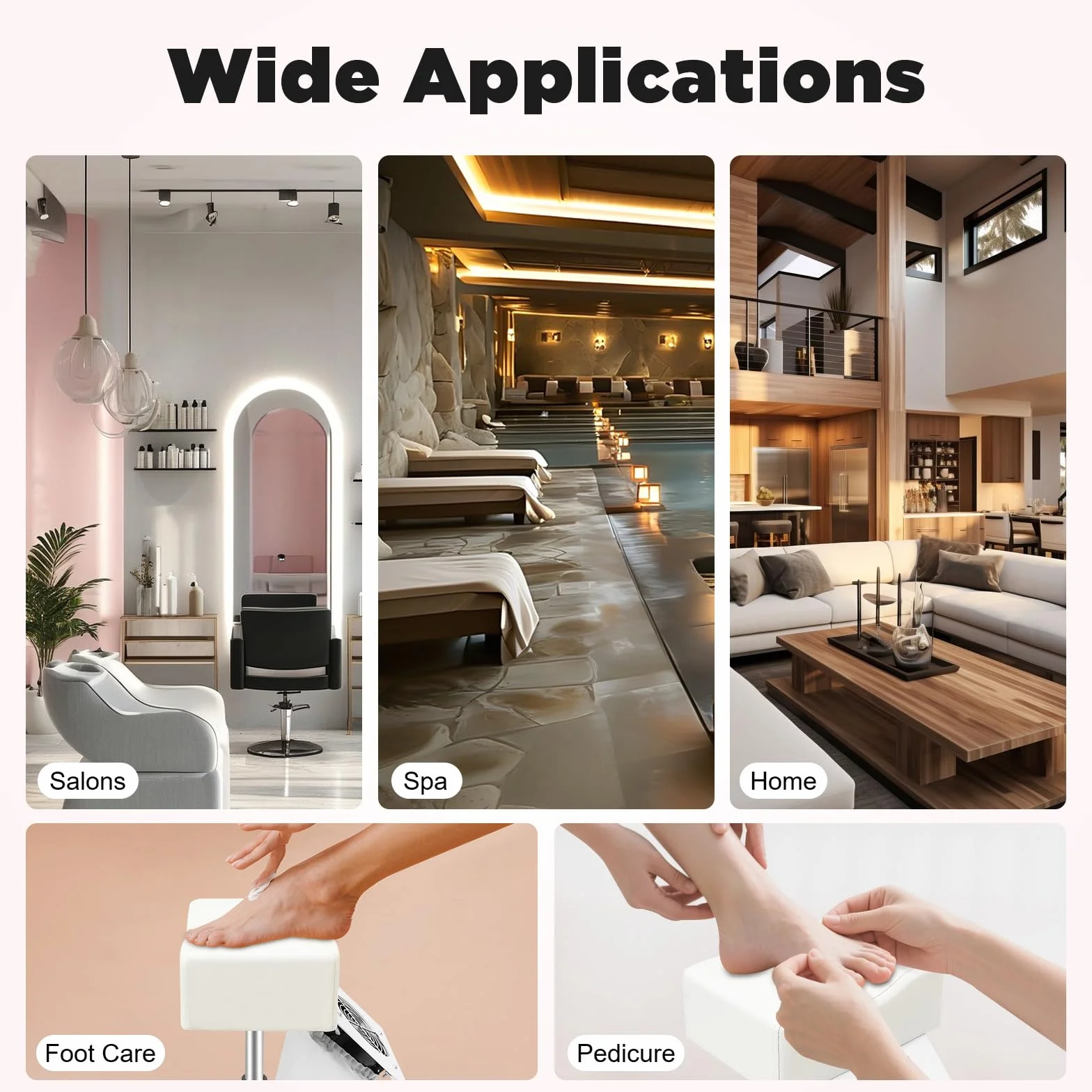 MINRS Pedicure, mobilne krzesło do pedicure, krzesło do pielęgnacji stóp z odsysaniem, regulacja wysokości, podnóżek do domu, salonu, spa, masażu, studia paznokci, biały
