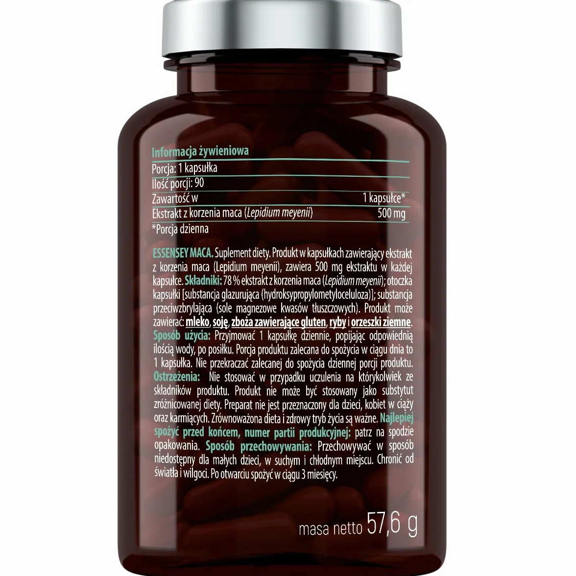 ESSENSEY - MACA I 500 mg I 90 kapsułek I Wspiera płodność i libido¹ I Dla wegetarian I Kapsułka celulozowa
