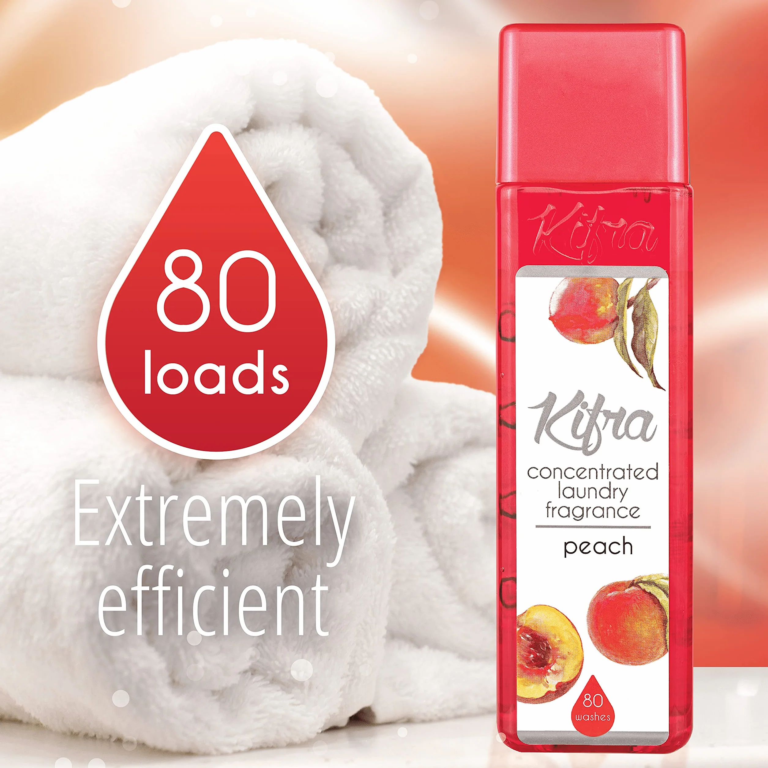 KIFRA Peach skoncentrowane perfumy do prania 200 ml, 80 cykli prania, długotrwały zapach prania