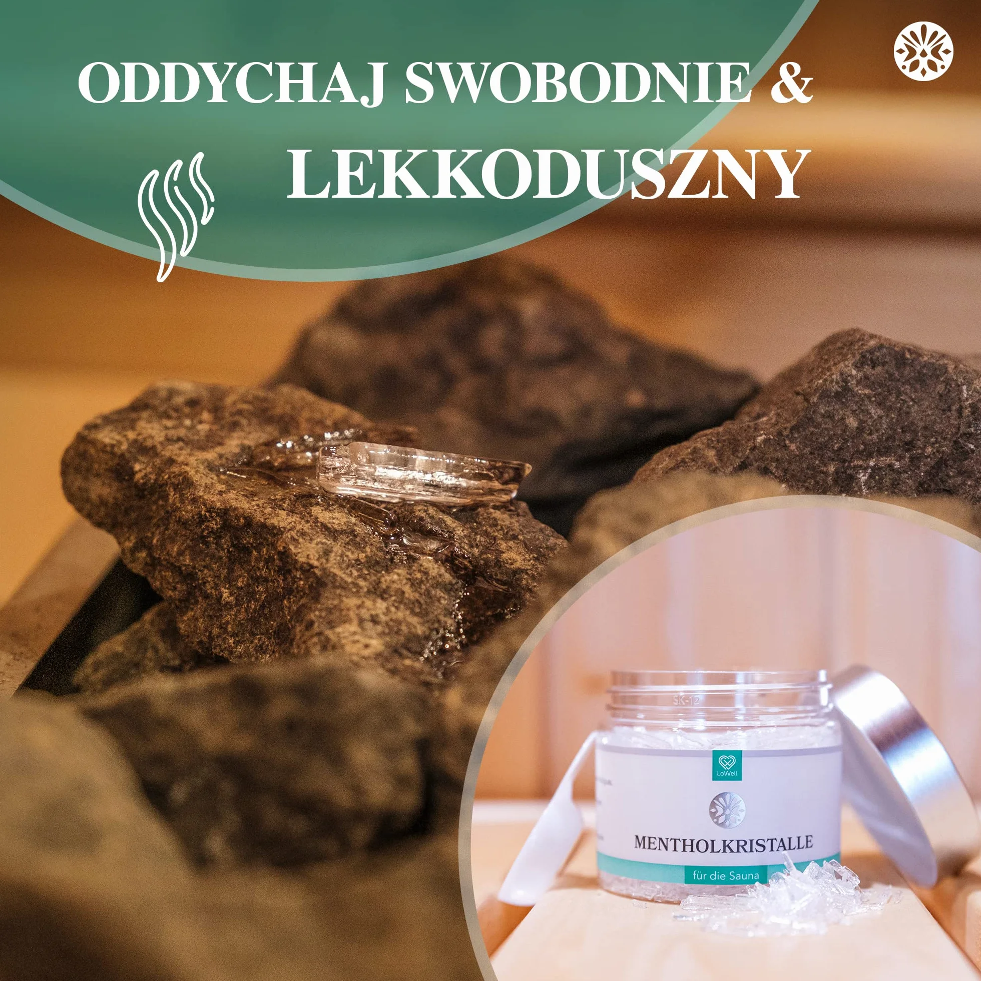 LoWell® 100g Kryształy Mentolowe ze 100% czystej mięty - idealne jako napar do sauny w zamykanej puszce - Mentol