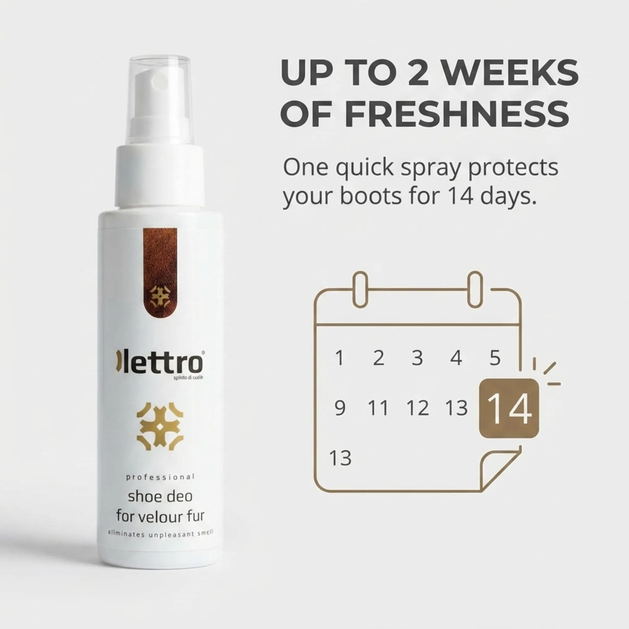 Lettro Dezodorant do Butów w Sprayu (100ml) – Trwały Dezodorant do Obuwia – Dezodorant Odświeżający – Spray Eliminujący Zapachy – Doskonały do Weluru, Zamszu, Owczej Skóry i Nubuku