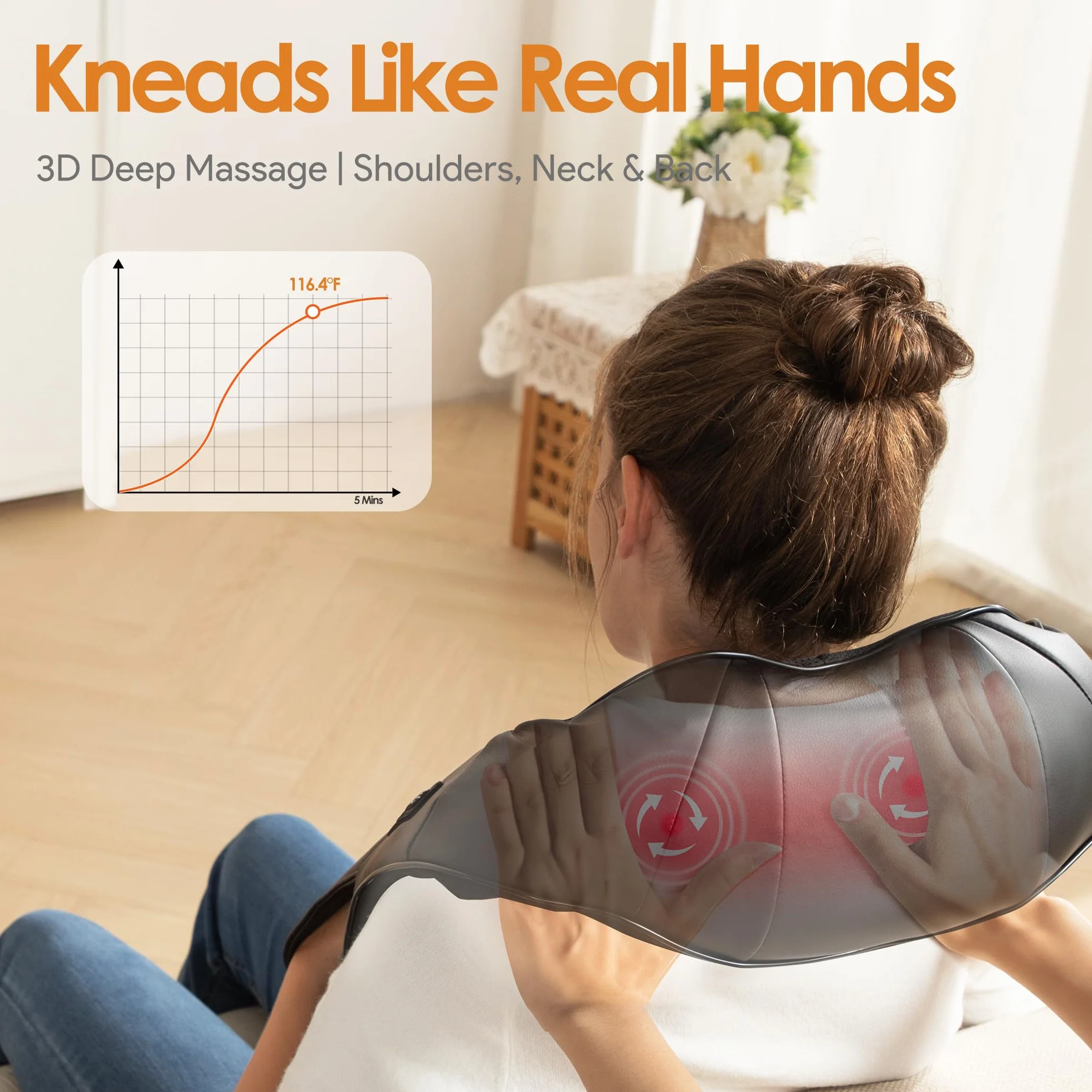 Masażer do Karku, Brelley Urządzenie do Masażu Pleców, Ramion, Ogrzewaniem 3D, Shiatsu Masażer Łagodzi Bóle Mięśni, Prezent dla Kobiet, Mężczyzn (czarny)