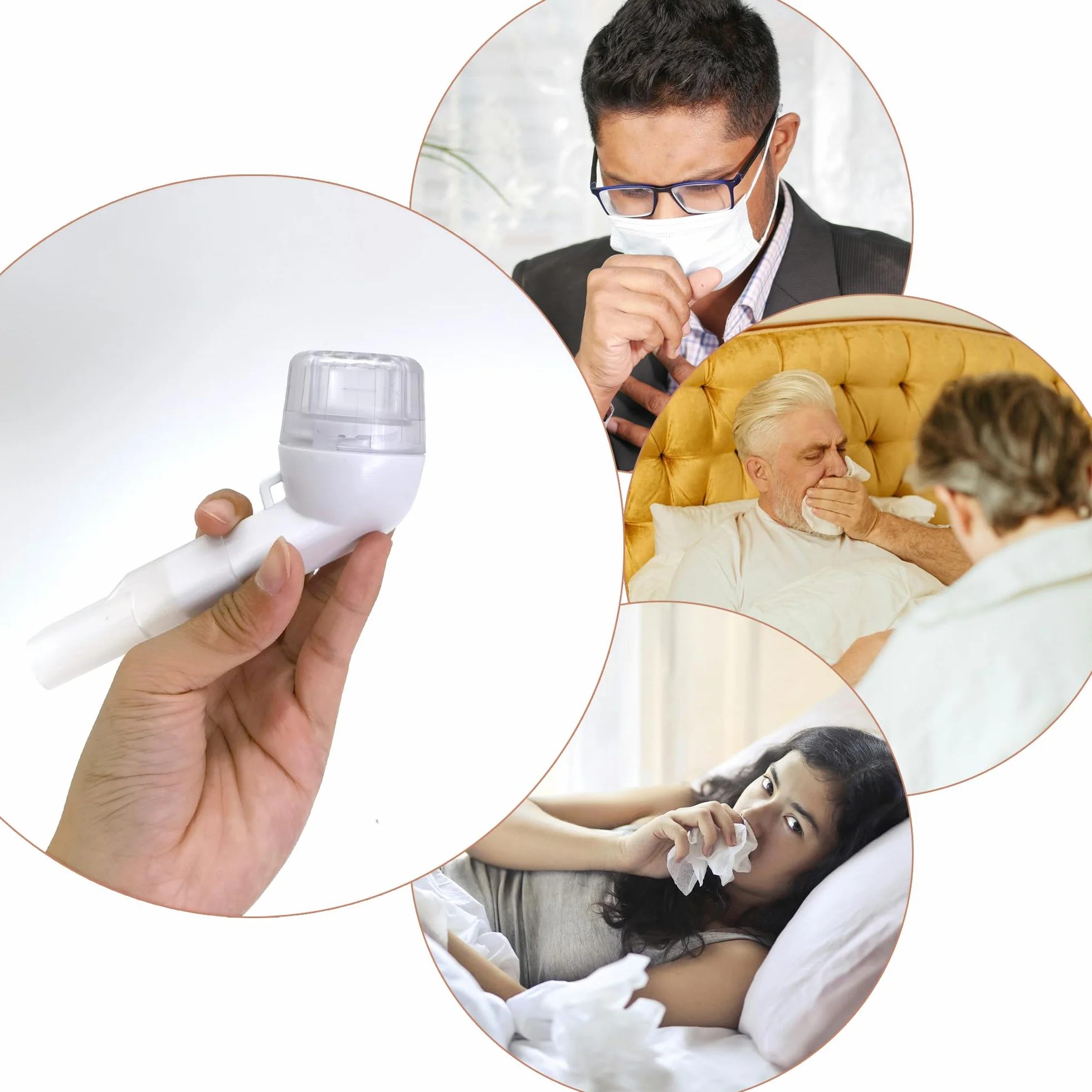 Trener Oddychania Płuc OPEP Respirator Terapia Oczyszczanie Płuc Biały