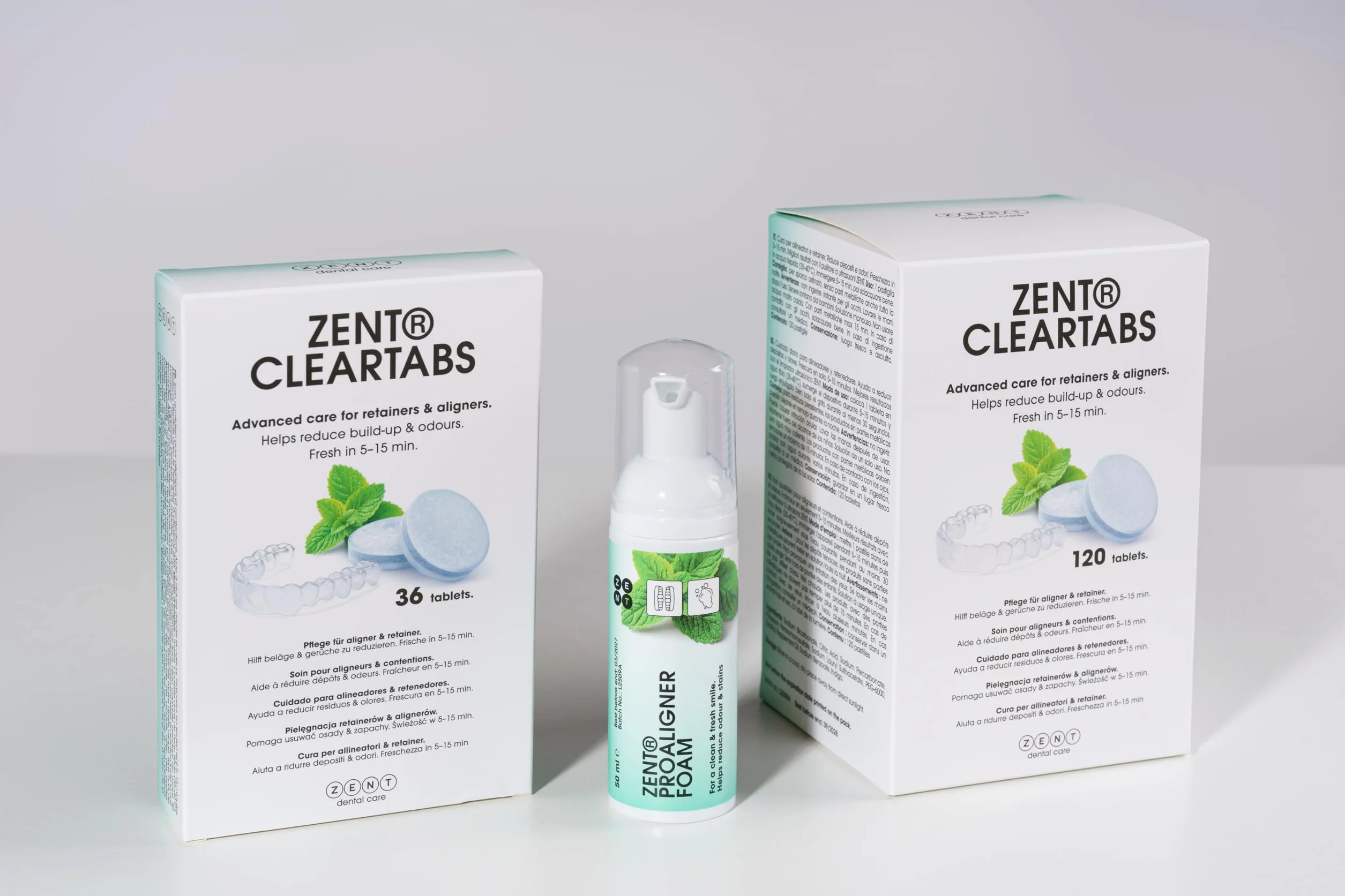 ZENT ProAligner Delikatna pianka do czyszczenia aparatów, nakładek ortodontycznych i protez - Świetna do myjek ultradźwiękowych - Odświeżający aromat mięty, 40 ml