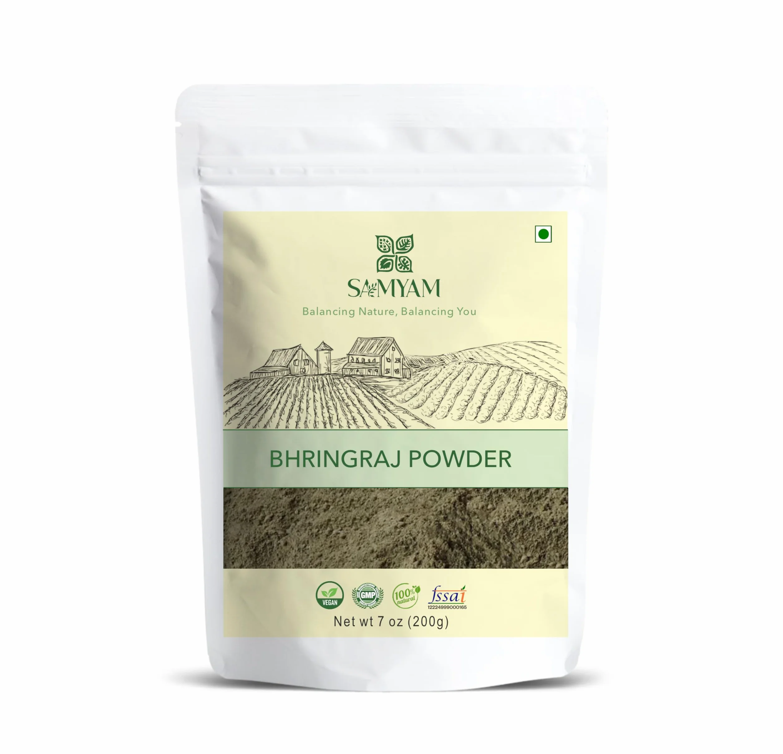 SAMYAM Bhringraj Herbal Hair Care Powder - opakowanie 200 g, ziołowy tonik, wzrost włosów, mocne włosy