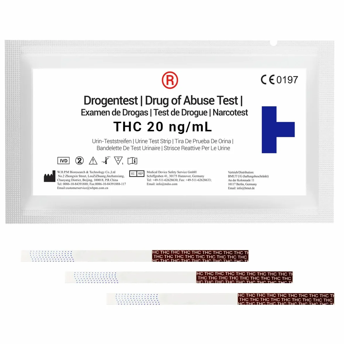 10 x THC test narkotykowy na mocz | 20 ng/ml | test moczu | paski testowe (jakość apteczna)