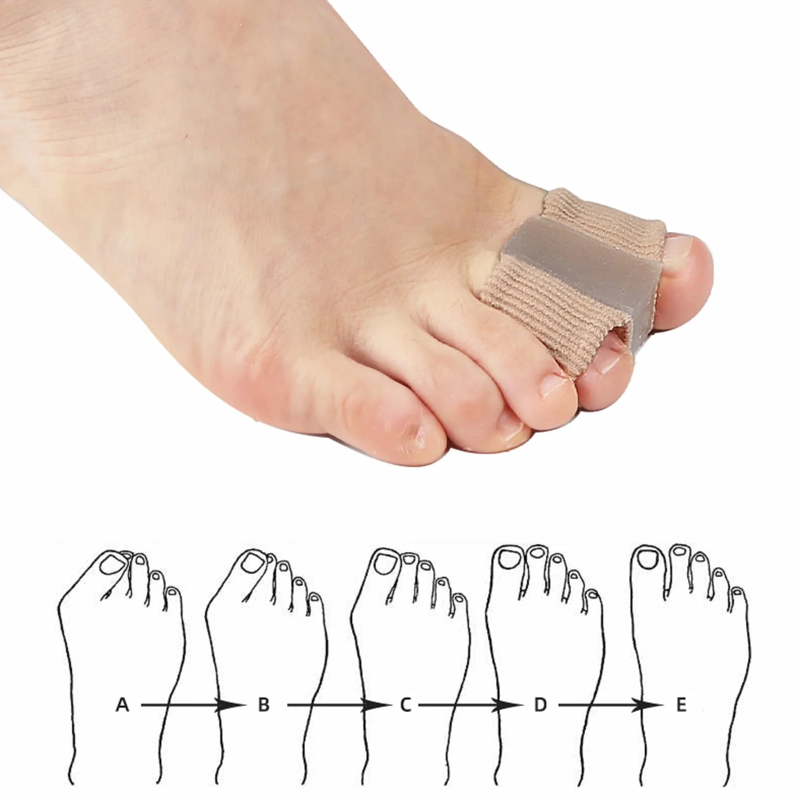 Separator Palców do Haluksów Korektor Hammer Toes Big Toe Stretcher i Prostownica Wygodne miękkie Włókno 2 Pary S+L