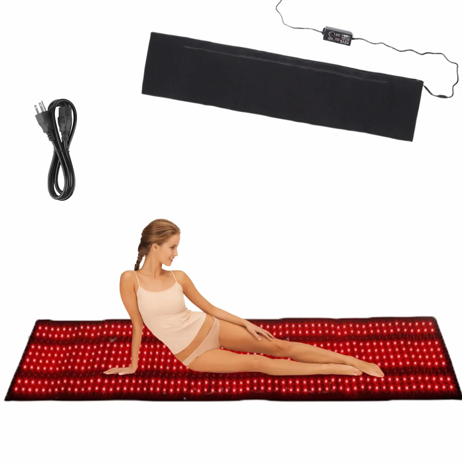 Mata na całe ciało z czerwonym i podczerwonym światłem 1370 diod LED 660 nm 850 nm pilot 3 tryby 5 poziomów jasności duży rozmiar 190cm*85cm