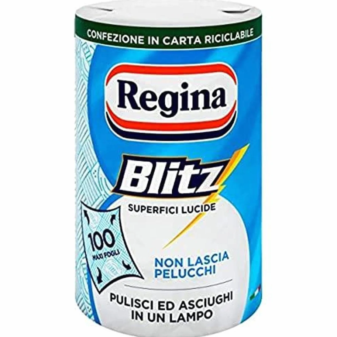 Regina Blitz papier domowy, opakowanie 1 rolki, 100 3-warstwowych arkuszy maksi, opakowanie papieru do recyklingu, czyszczenie i suszenie w mgnieniu oka, papier w 100% z certyfikatem FSC