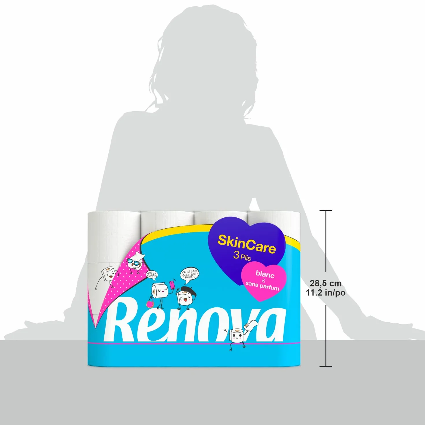 RENOVA Skincare 3-warstwowy biały papier toaletowy, 24 rolki