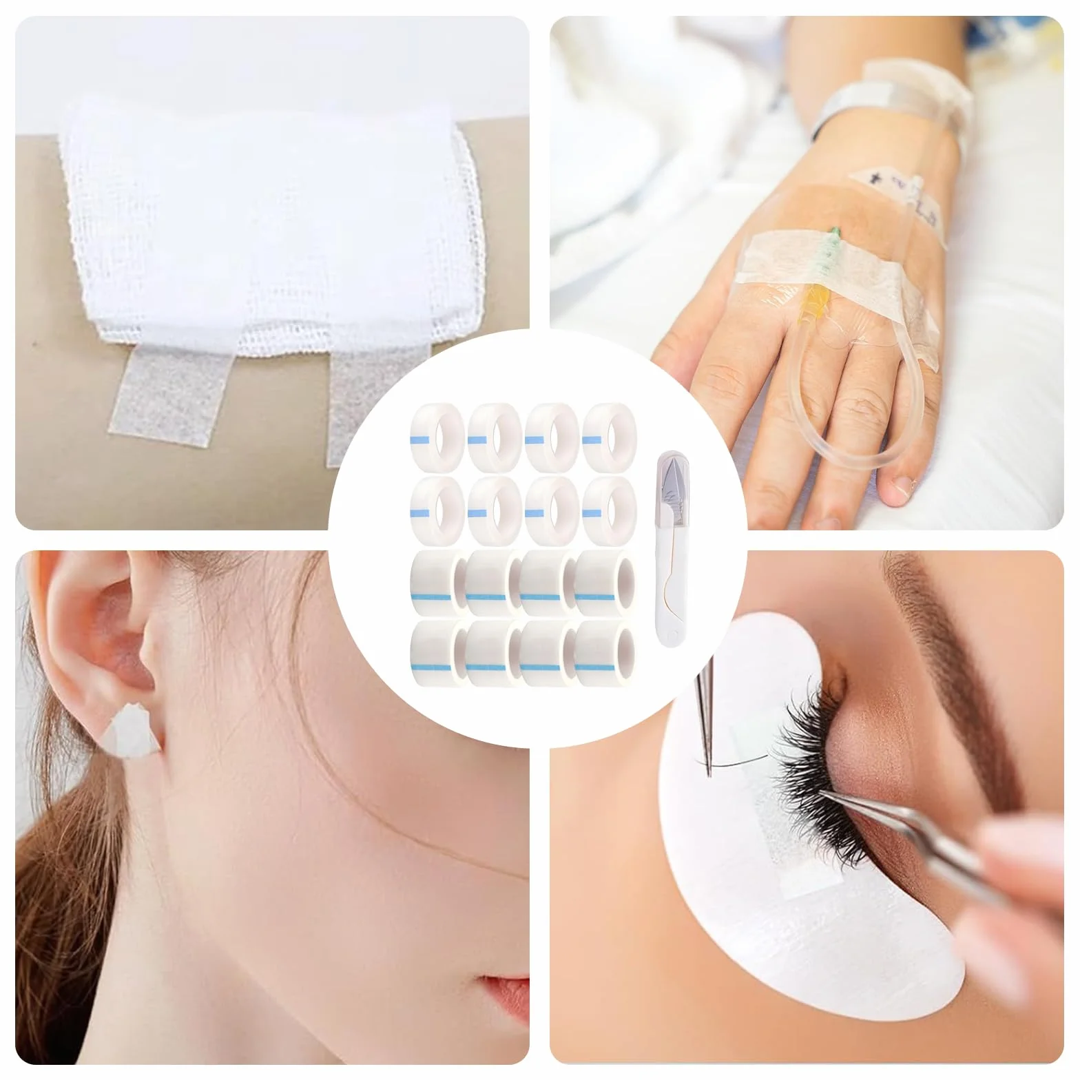 16 rolek plastrów mocujących w rolce taśmy micropore Tape 1,2 cm x 9 m i 2,5 cm x 9 m zapewnia mocne trzymanie, odpowiednie do skóry wrażliwej, kolor biały
