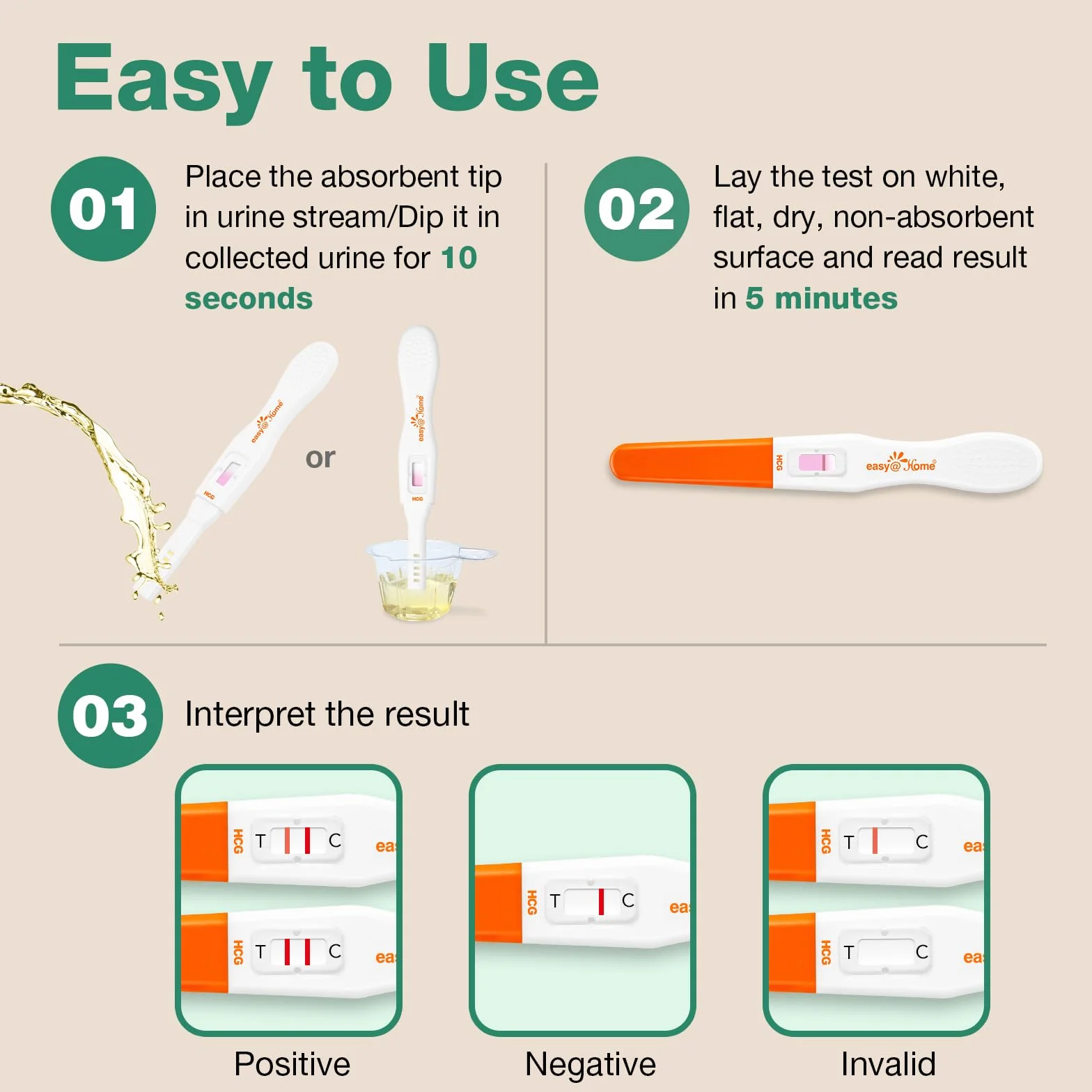 Easy@Home Testy ciążowe HCG 10mIU/mL 3 szt. z aplikacją Premom