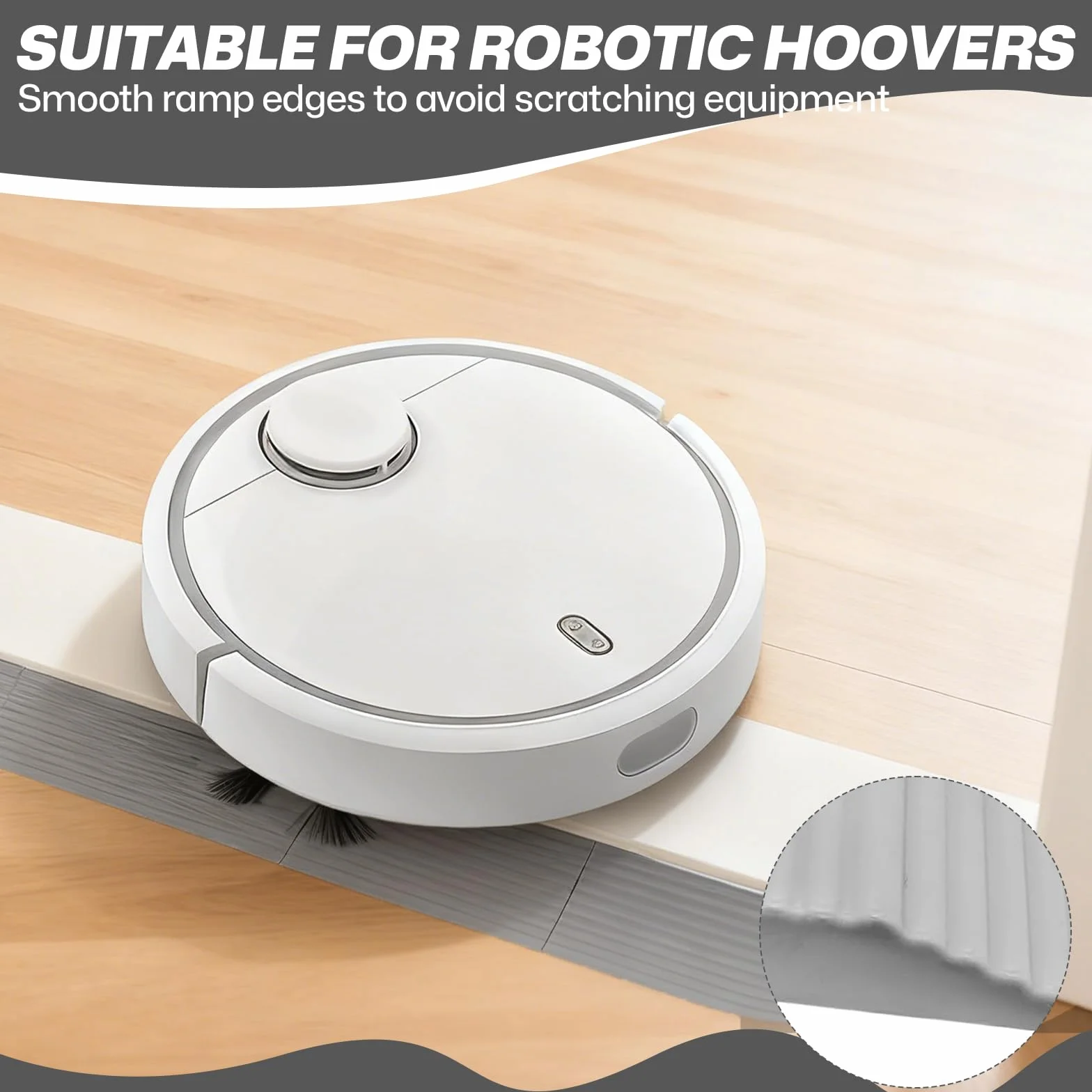 Rampa progowa antypoślizgowa 1,5 cm 68,8 cm do robota odkurzającego i wózków inwalidzkich szara
