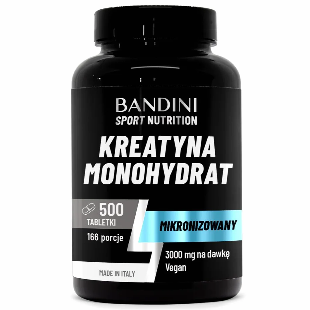 Bandini® Mikronizowany Monohydrat Kreatyny 500 tabletek po 3000mg w dawce - Suplement na treningi, siłownię i przed treningiem - 100% Wegańskie - Na bazie 100% czystego Monohydratu Kreatyny