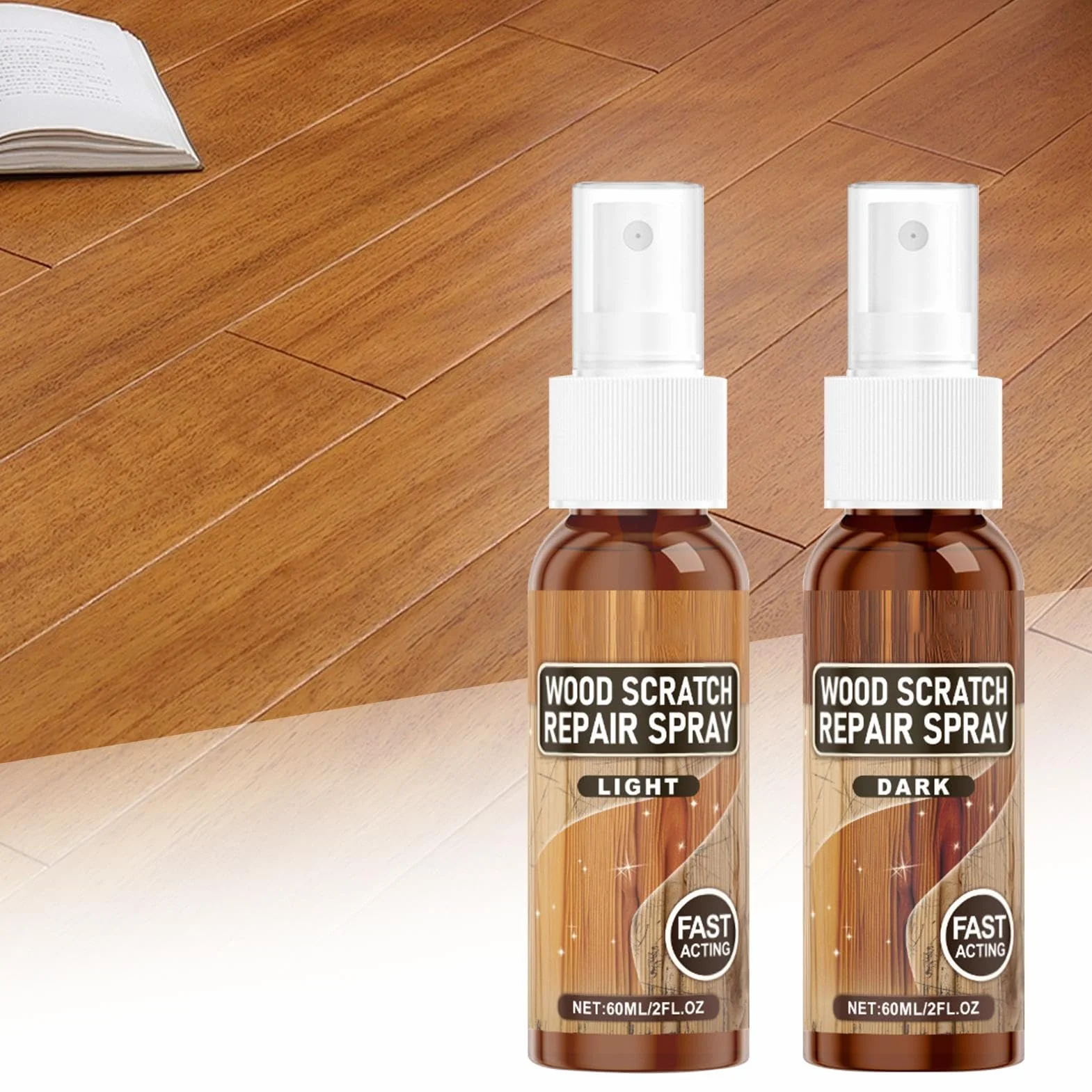 Wood Scratch Repair, Instant Fix Scratch Remover Spray, Floor Polish And Restorer, Perfect For Furniture With Natural Shine And Protective Layer For Home Surfaces, Easy Spray Design