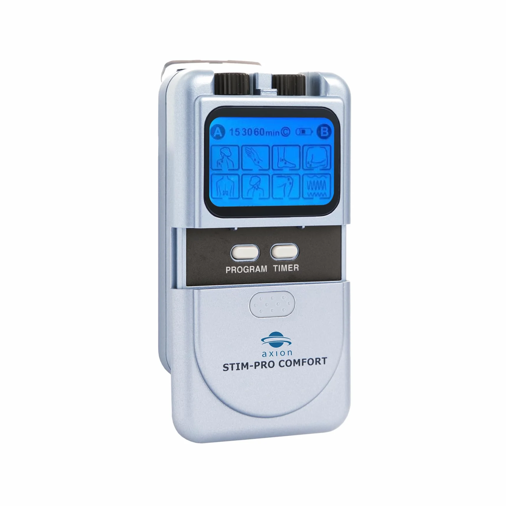 Axion TENS urządzenie STIM-Pro Comfort, oferta ze sprayem kontaktowym i specjalną elektrodą na szyję, 4 x elektrody 5 x 5 cm, terapia bólu szyi, pleców i stawów, certyfikowany wyrób medyczny
