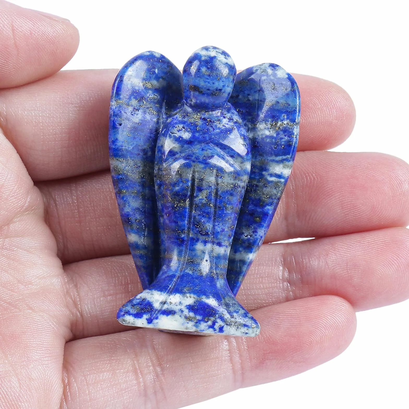 Naturalny lapis lazuli statuetka aniołka, ręcznie rzeźbiona kryształowa torba na figurki, dekoracja, 5 cm