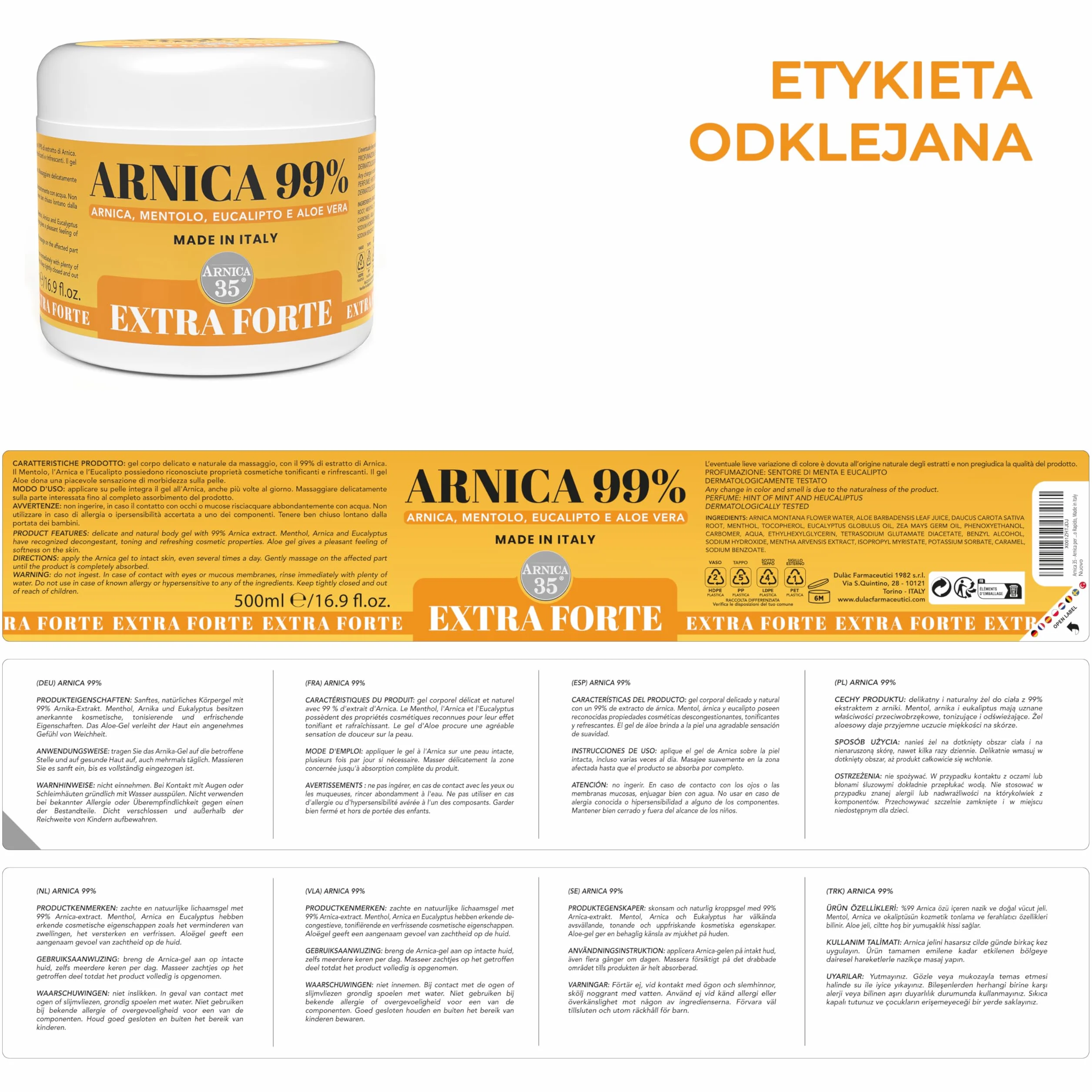Arnica 35 Kremowy Żel do Ciała z Mentolem, Eukaliptusem i Aloesem 500 ml