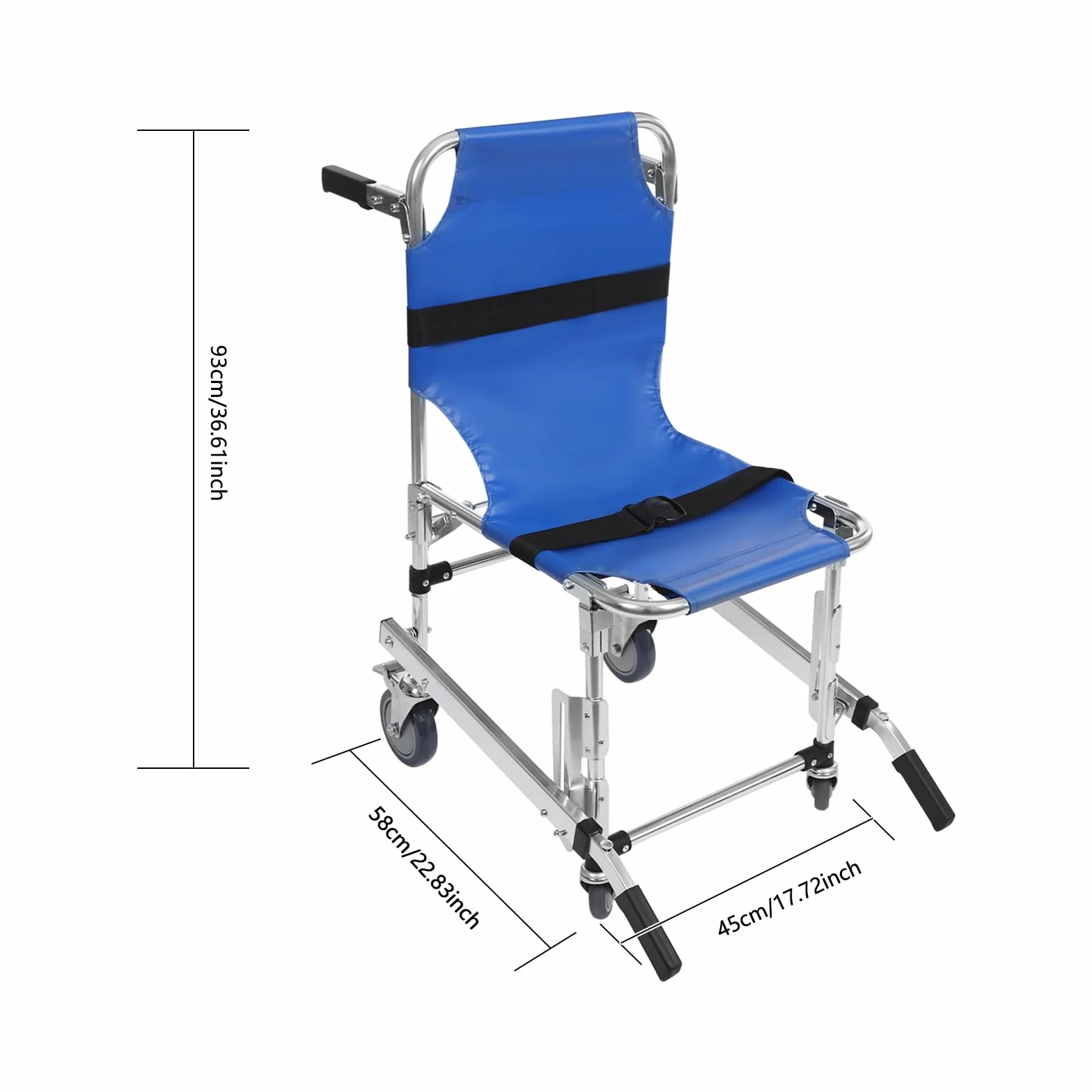 Krzesło schodowe składane aluminiowe dla seniorów z pasami bezpieczeństwa 160 kg