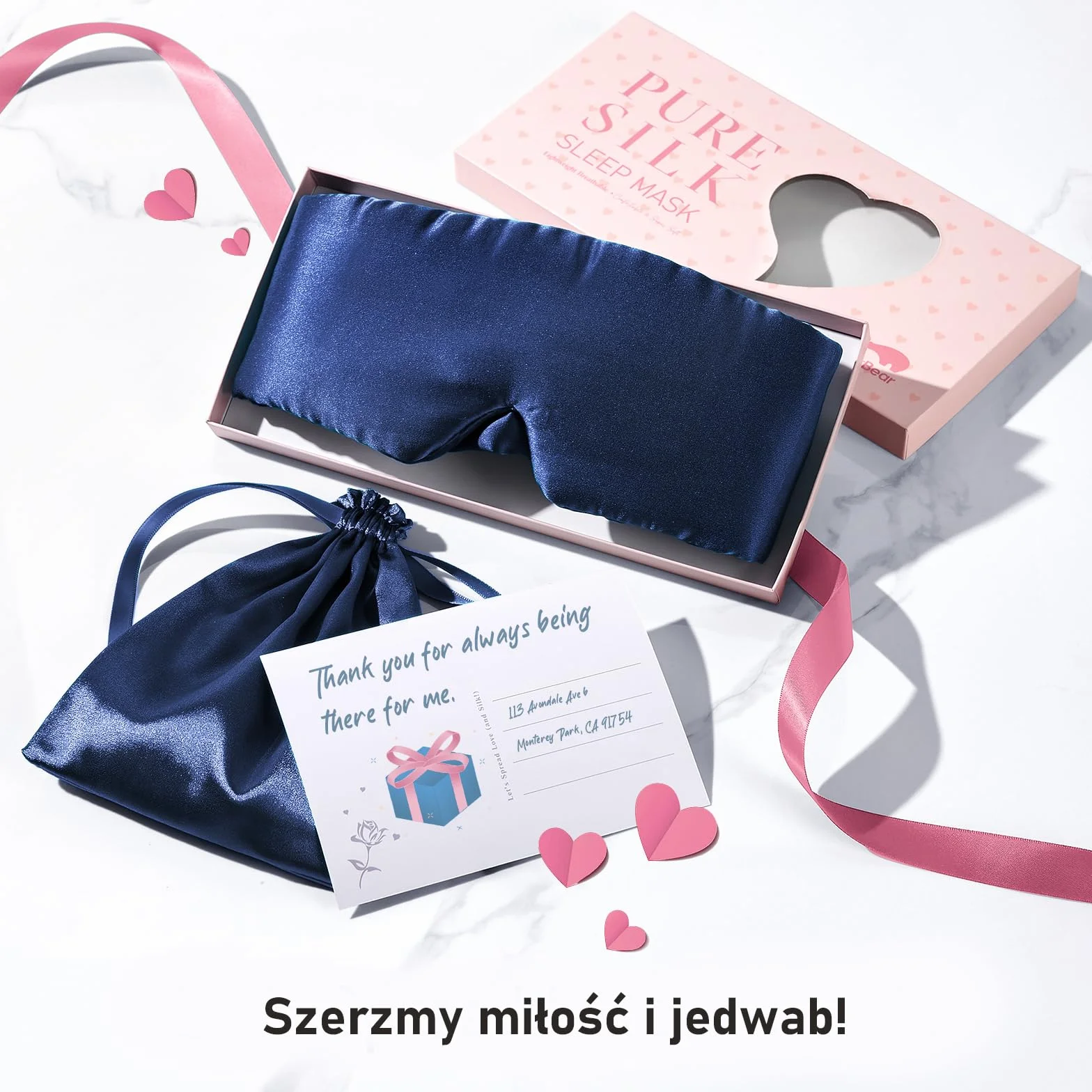 LitBear Jedwabna maska do spania dla osób śpiących na boku, 100% czysty jedwab morwowy 22 momme, dopasowująca się do twarzy, wyściełana, jedwabna opaska na oczy z regulowanym paskiem na głowę, dla