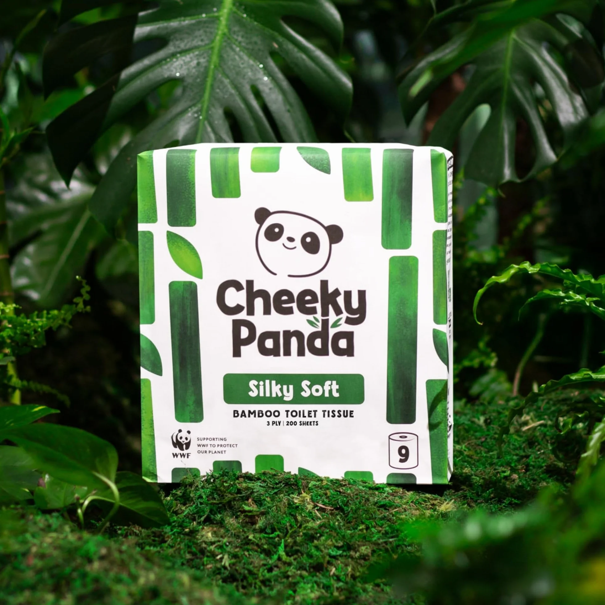 The Cheeky Panda Bambusowy papier toaletowy – 9 rolek papieru toaletowego, opakowanie bez plastiku i zrównoważona chusteczka toaletowa, w 100% kompostowalny