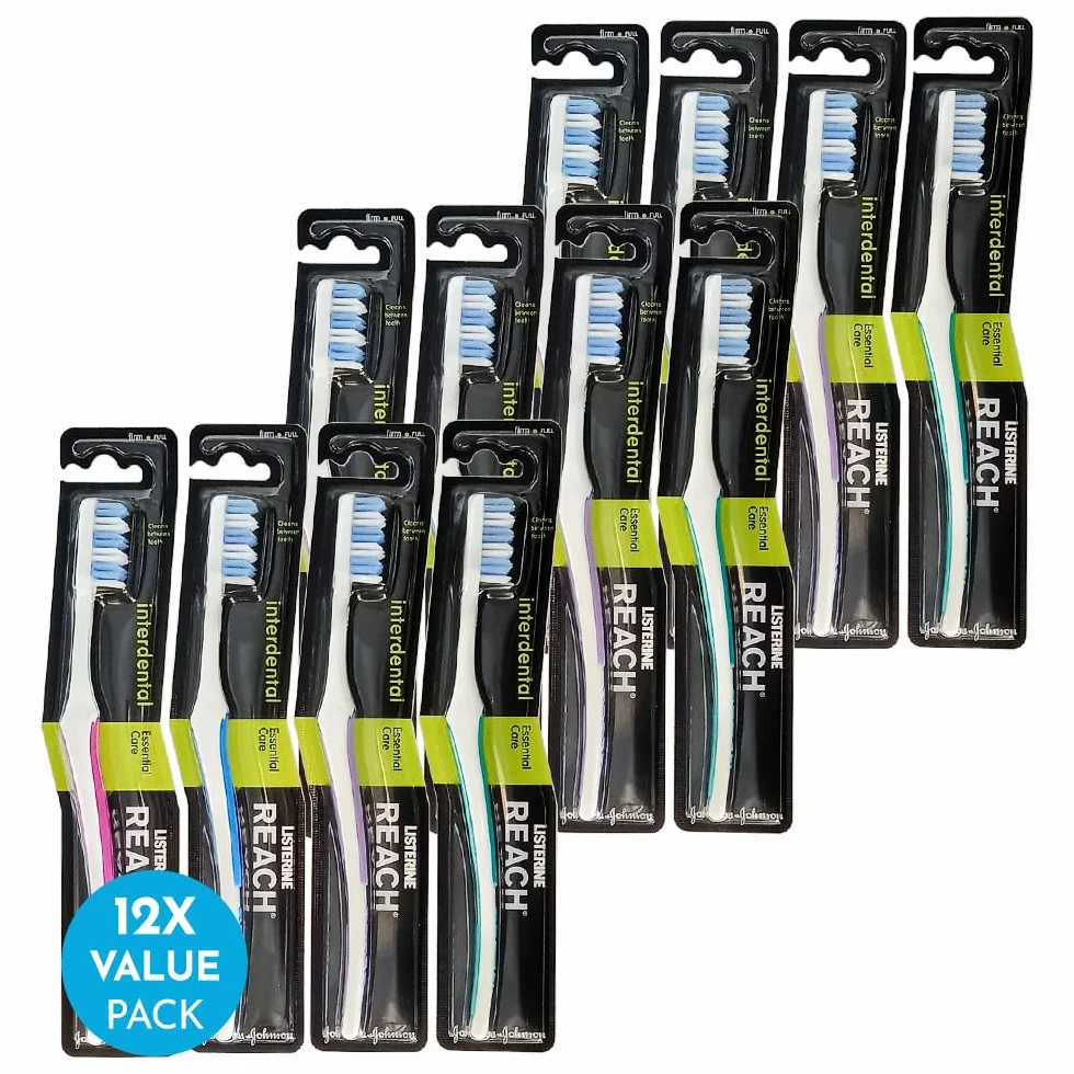 REACH Essential Care Interdental Firm szczoteczka do zębów, ręczna, twarde włosie, 12 sztuk