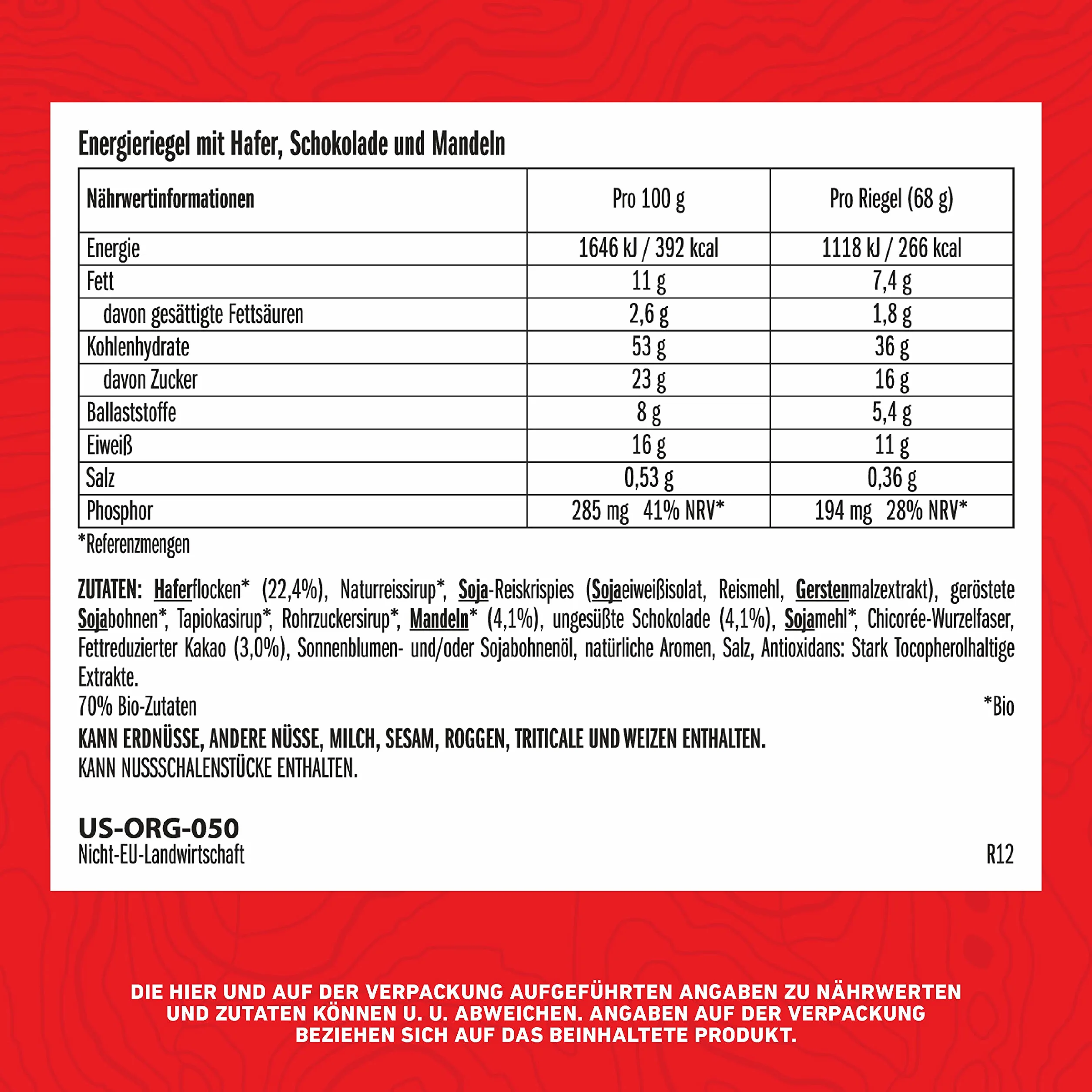 CLIF Bar Chocolate Almond Fudge, 12x68g