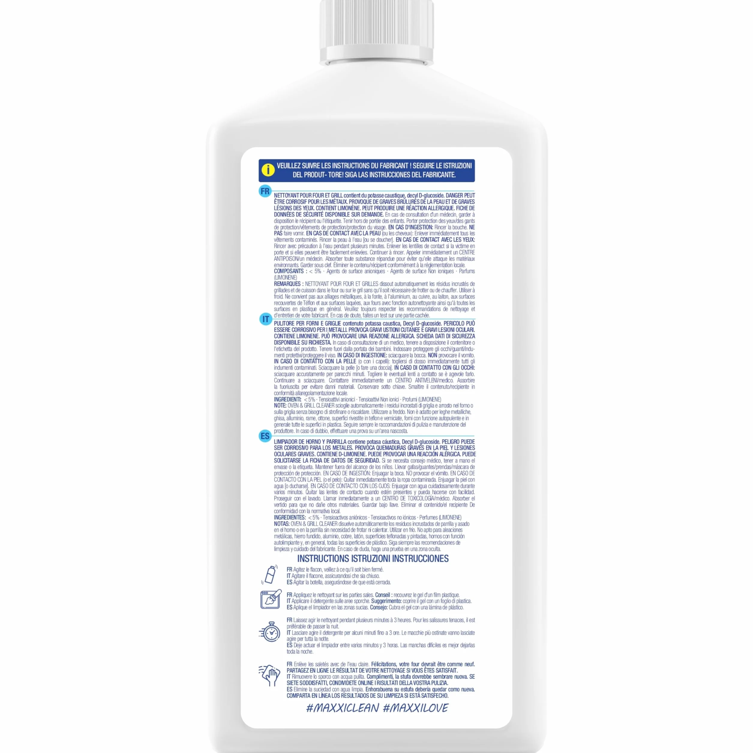 MAXXI CLEAN | Ekstra mocny środek do czyszczenia piekarników i grillów | 750 ml żelowej pasty | samoczynnie działający środek czyszczący i odtłuszczający | do kuchenek i grillów