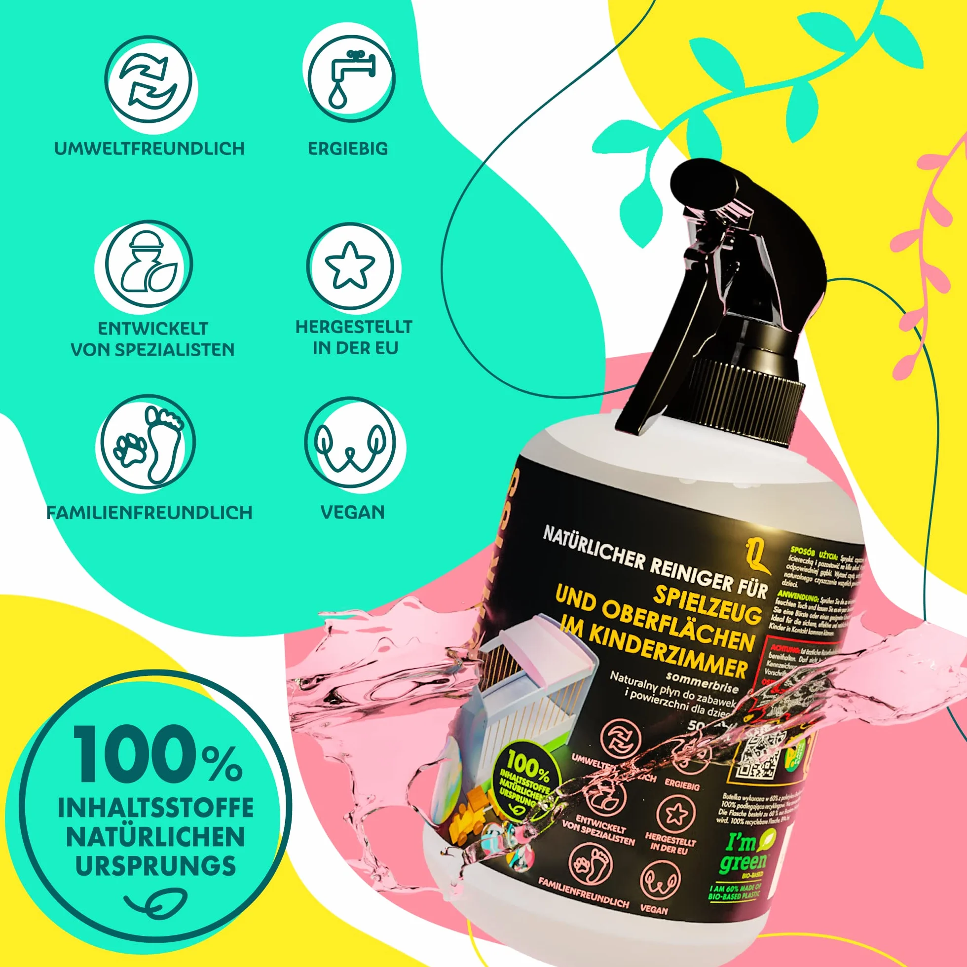 Naturalny środek czyszczący dla dzieci 500 ml spray higieniczny wegański