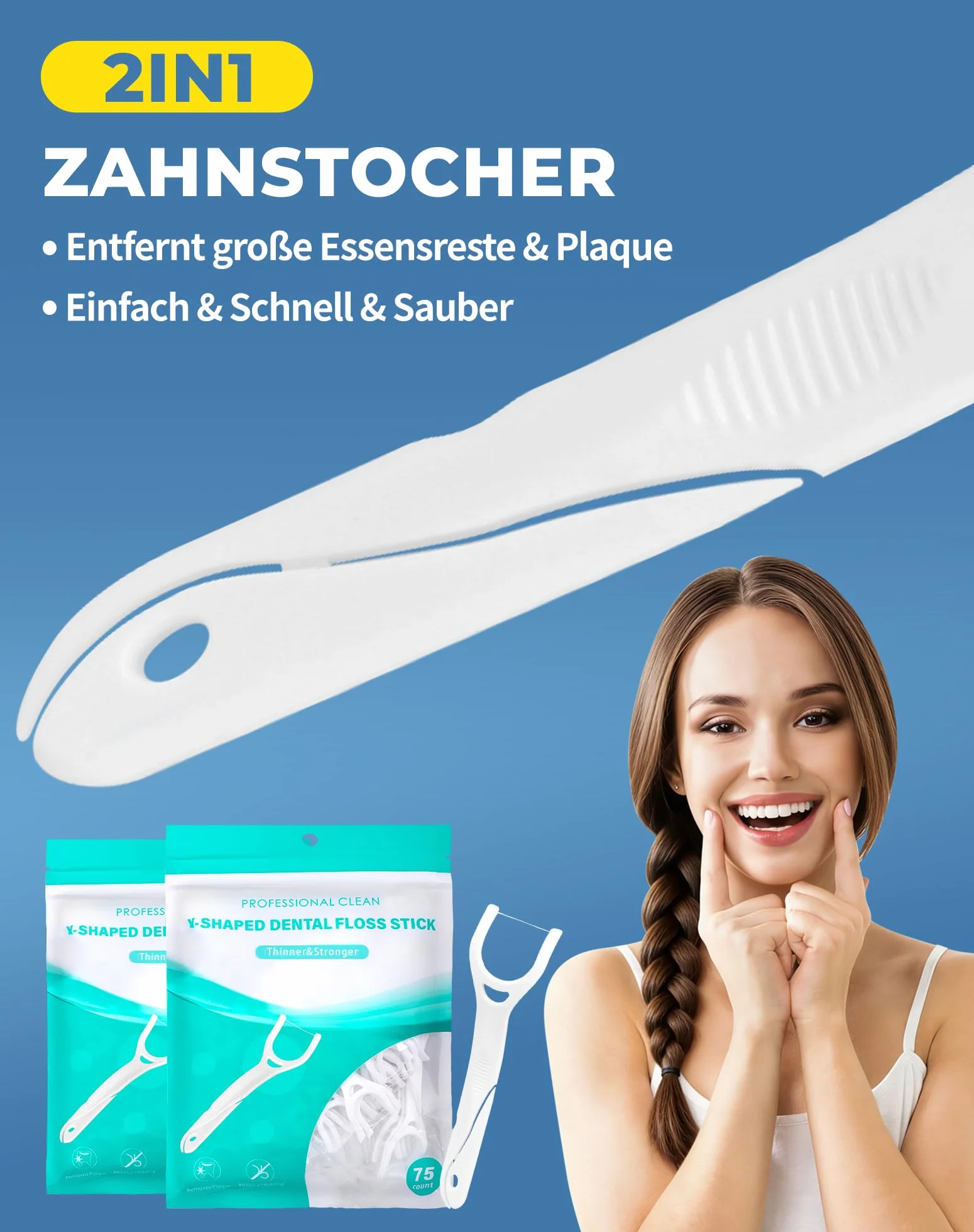Y-From patyczki z nicią dentystyczną Y Shaped Floss Picks 150 sztuk