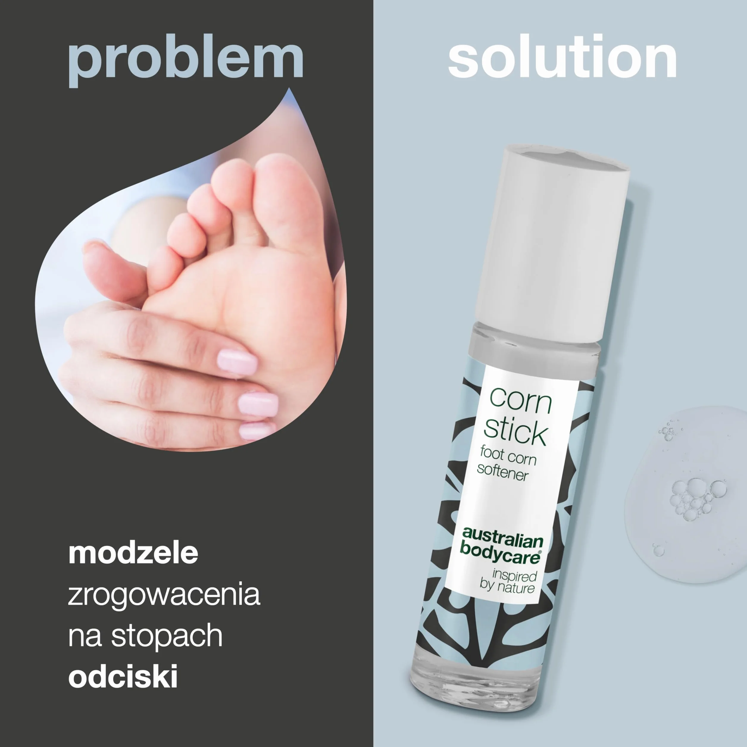 Australian Bodycare Corn Stick, 9ml | Roll-on ze składnikami zmiękczającymi i odżywczymi | Pielęgnacja stóp i odcisków | Zawiera 100% Olejek z Drzewa Herbacianego
