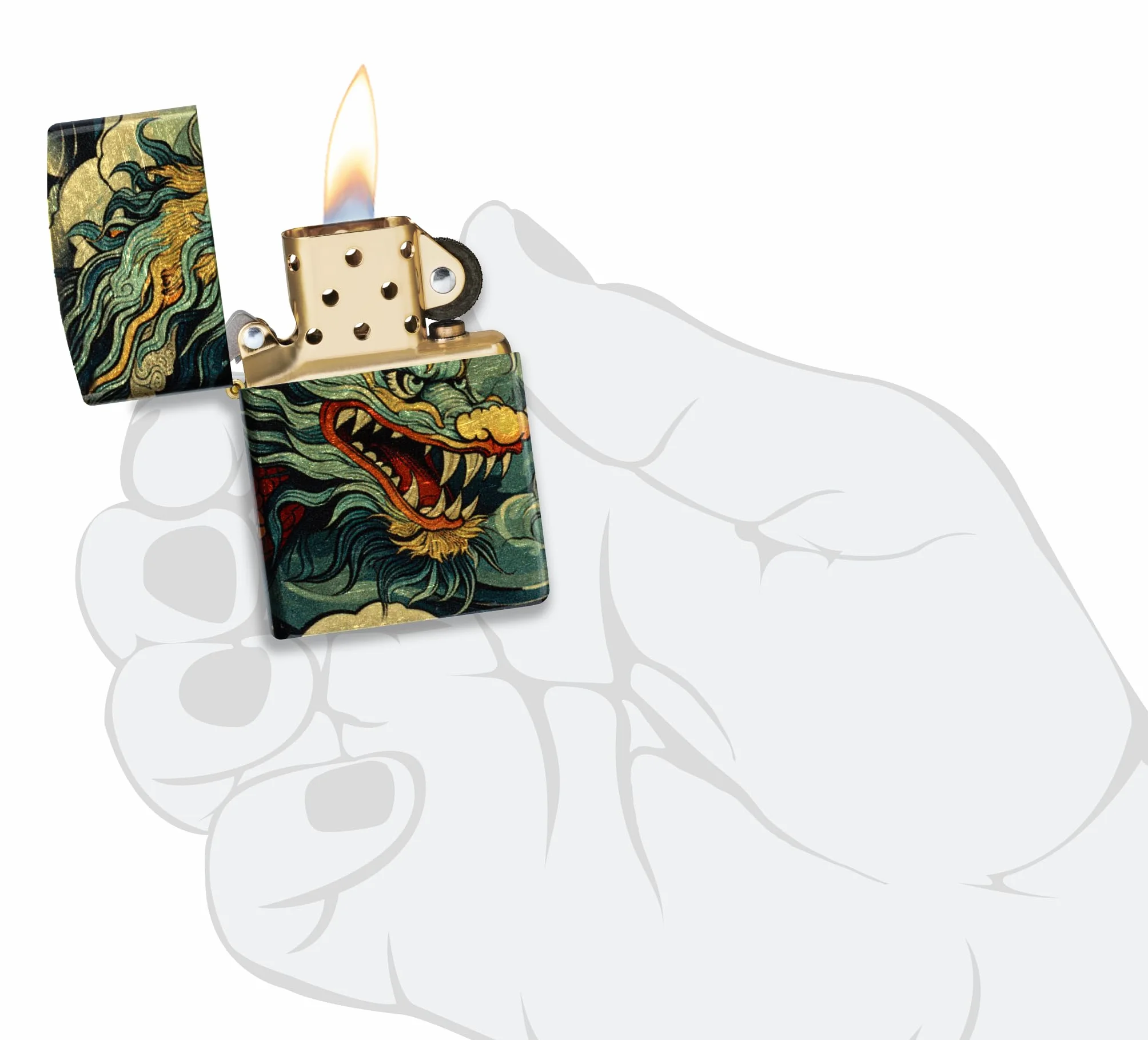 Zippo Colourful Dragon Zapalniczka Sztormowa Wielokrotnego Użytku Wiatroodporna Postarzany Mosiądz 540°