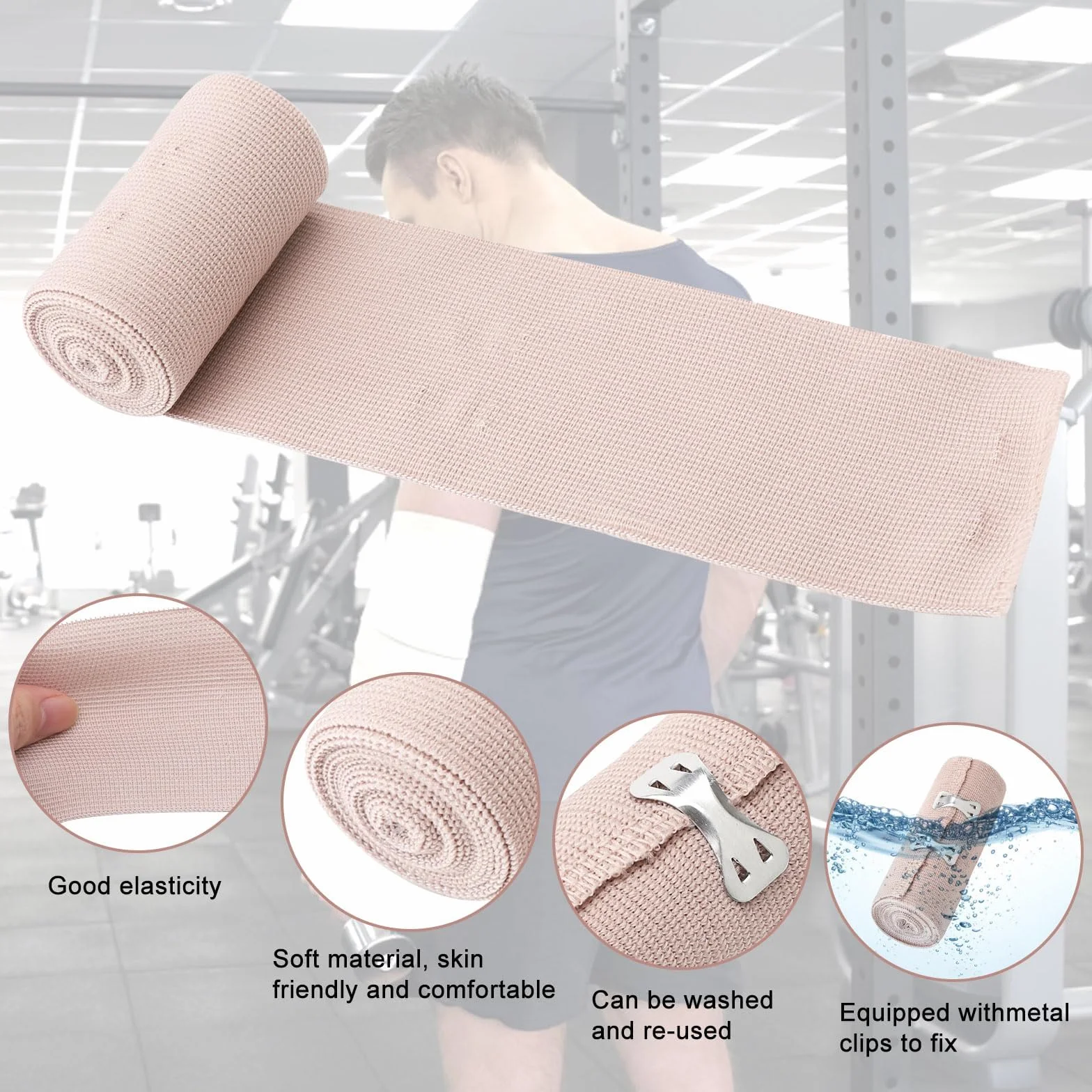 9 sztuk elastycznych bandaży premium z metalowymi klipsami, oddychające, samoprzylepne, nadają się do prania i wielokrotnego użytku, do urazów sportowych, pierwszej pomocy, zwierząt domowych