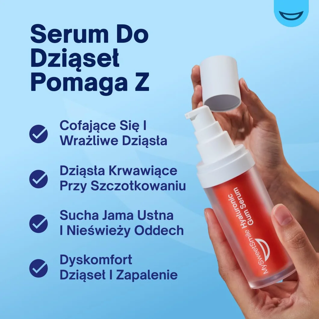 MySweetSmile Serum Do Dziąseł z Kwasem Hialuronowym HA+ - Łagodzi I Nawilża Dziąsła - Redukuje Zapalenie Dziąseł - Miętowy Smak - Naprawa Dziąseł - Nagroda IndyBest - 30ml