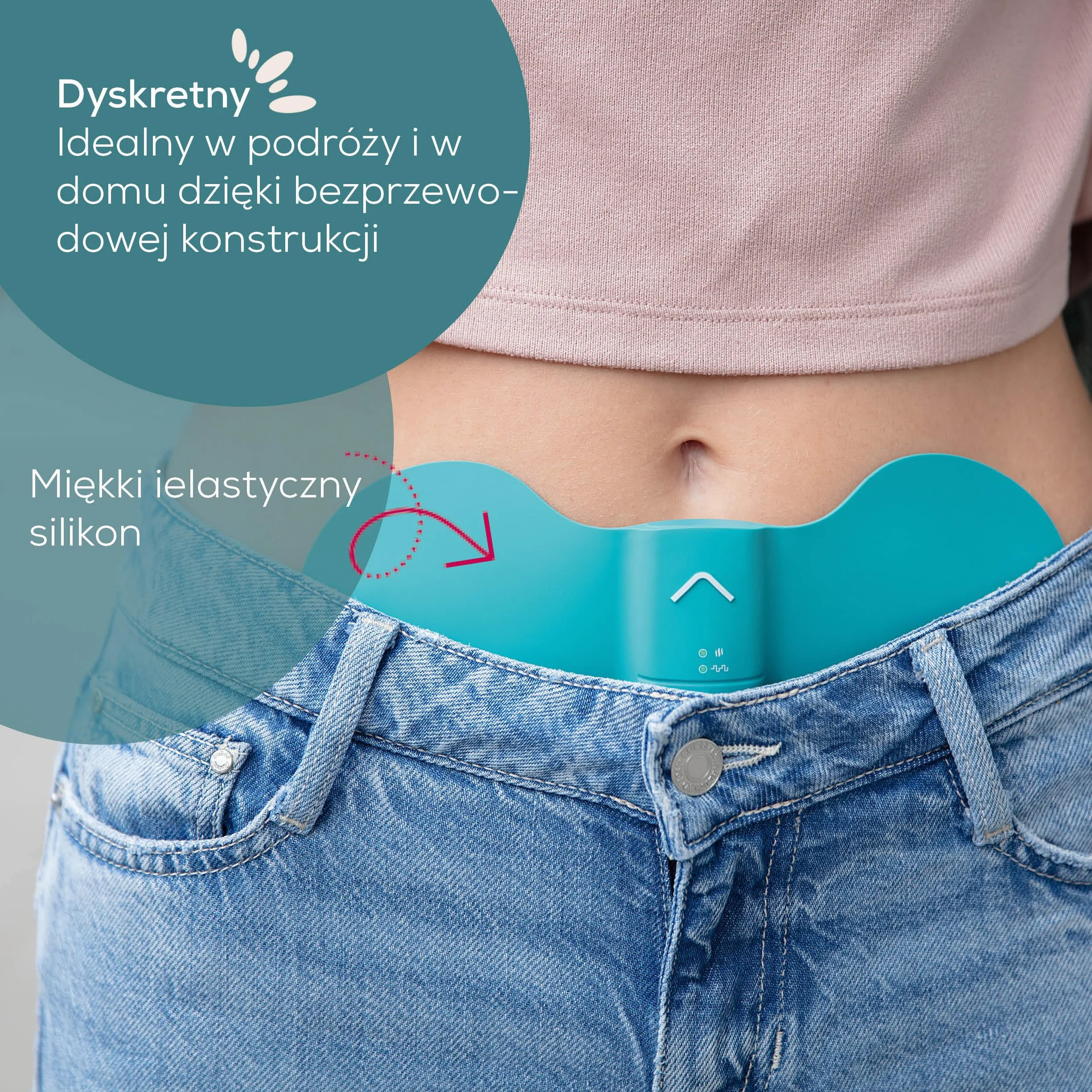 Beurer EM 55 Menstrual Relax+, przeciw bólowi menstruacyjnemu i bólowi spowodowanemu endometriozą, funkcja TENS i ciepła, z akumulatorem, większa powierzchnia grzewcza, turkusowy