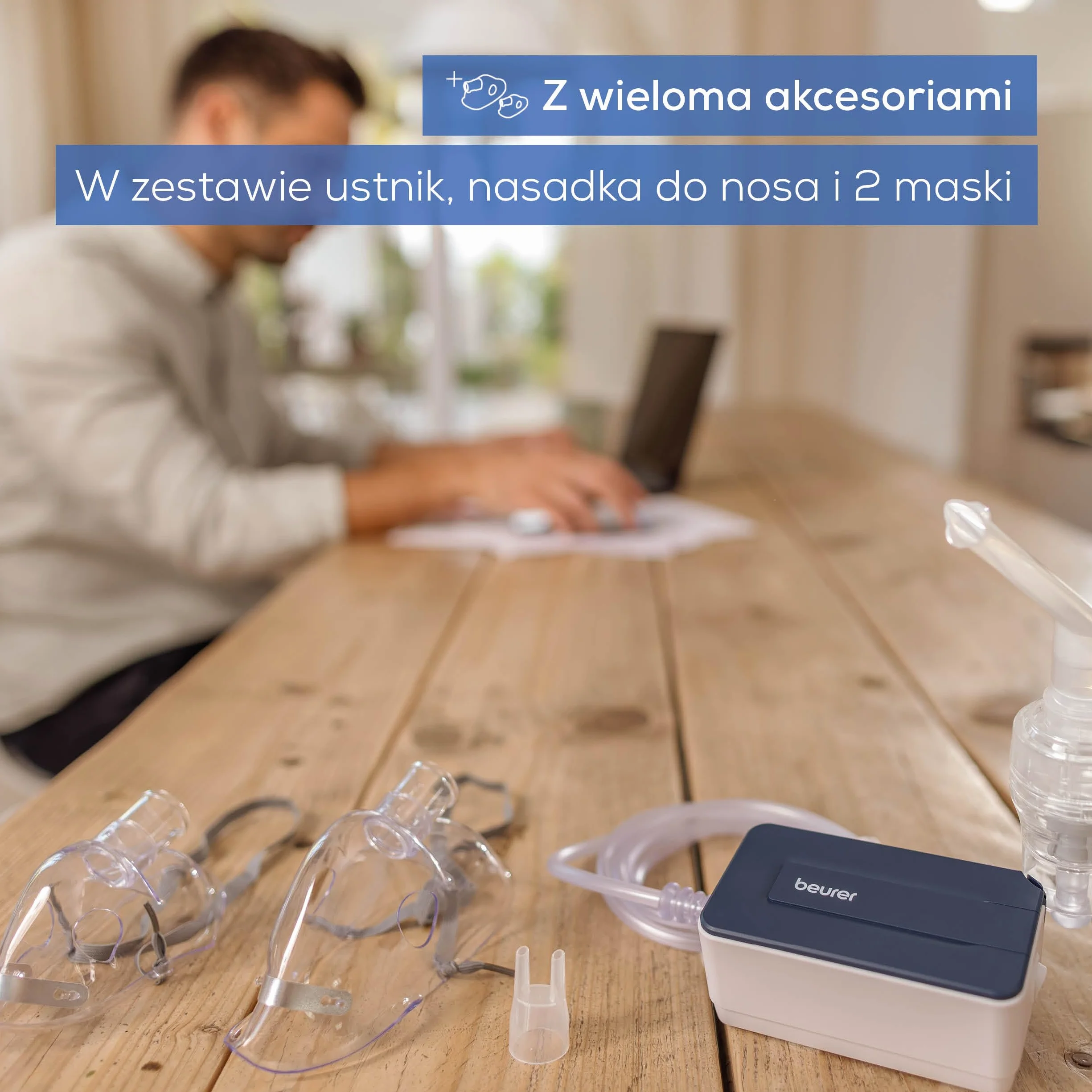 Beurer IH 15 inhalator, do inhalacji przy przeziębieniach i chorobach dróg oddechowych, do nebulizacji leków, mały, lekki, obsługa jednym przyciskiem, idealny na co dzień