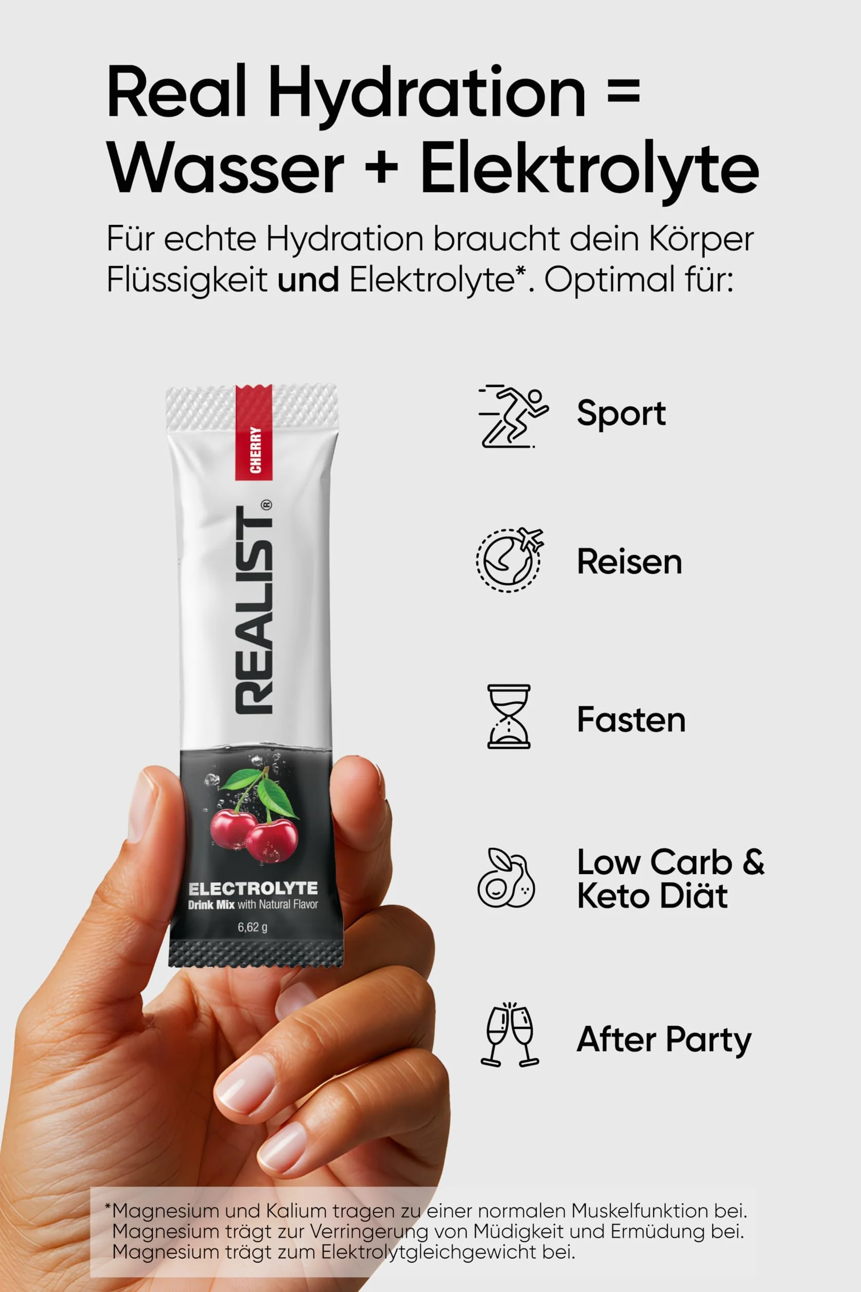 REALIST® Elektrolyty Bez Cukru [PROBNY PAKET] Elektrolity Bez Cukru - Elektrolity w Proszku dla Sportu & KETO z 1000 mg Sodu, 330 mg Potasu & 60 mg Magnezu - Wyprodukowane w Austrii (5 Rodzajów po 6