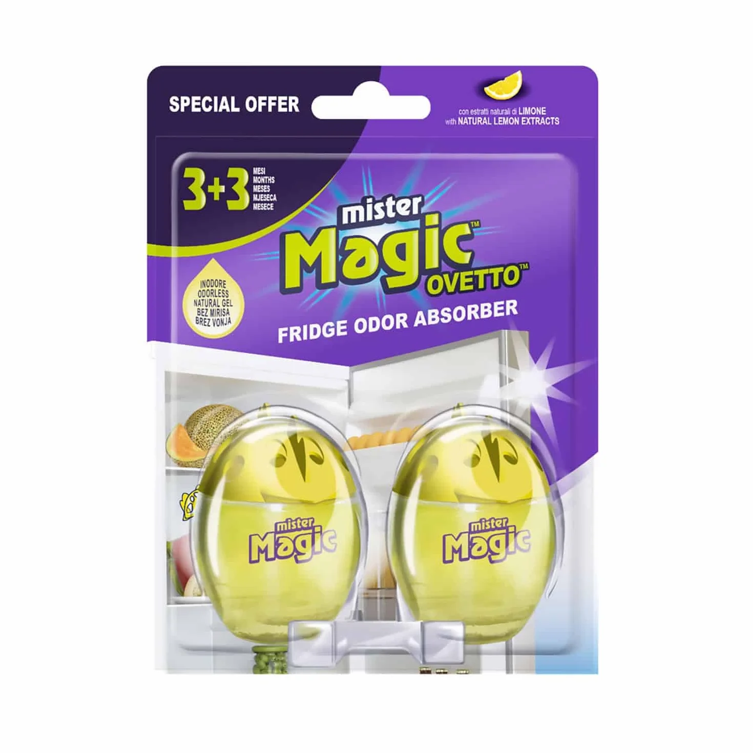 Mister Magic, Ovetto Absorbuje zapachy lodówki, z naturalnymi ekstraktami z cytryny, opakowanie bi-pack