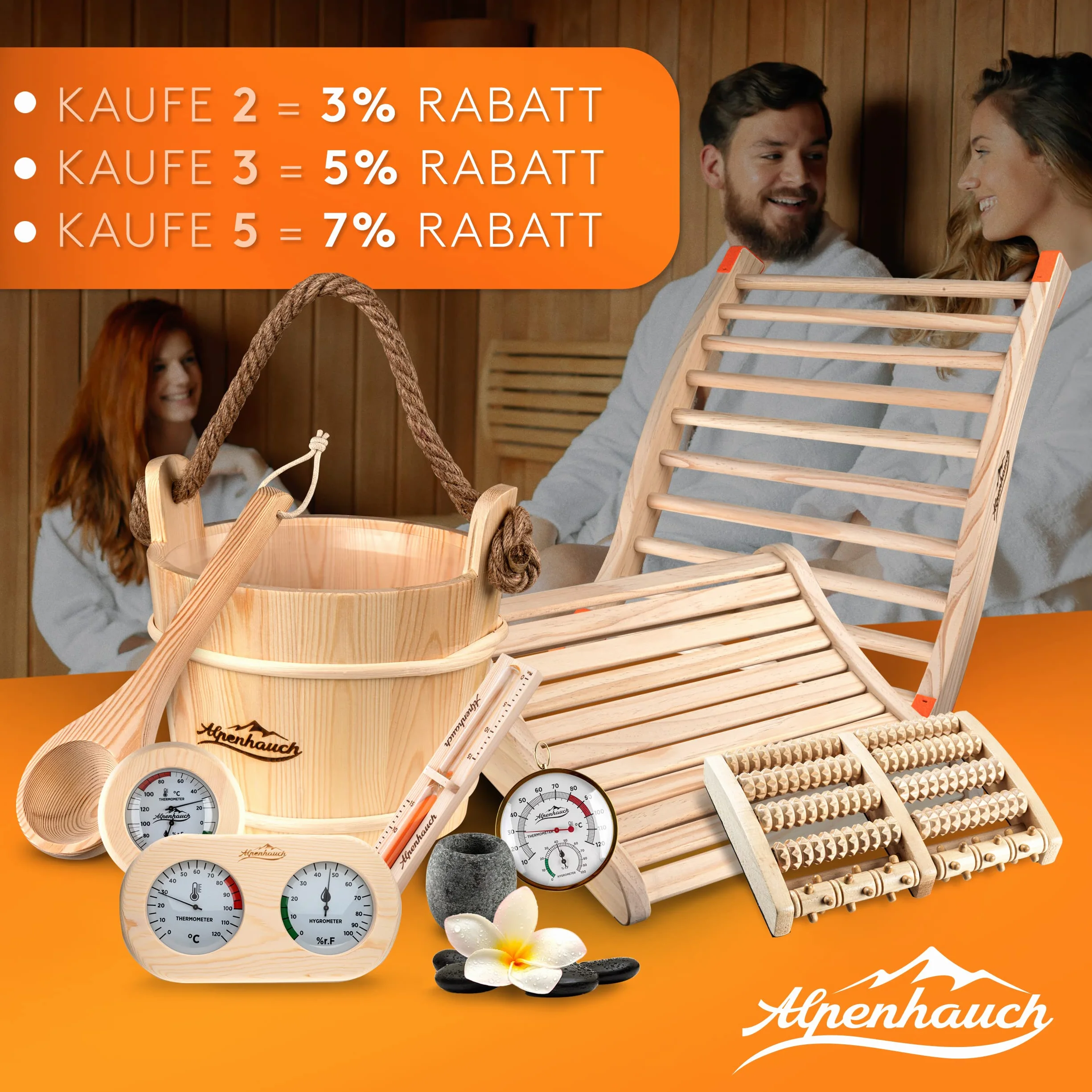 ALPENHAUCH Wiadro do sauny z kielnią [100% naturalne drewno] - eleganckie wiadro do sauny z kielnią - trwałe akcesoria do sauny - zestaw wiader infuzyjnych