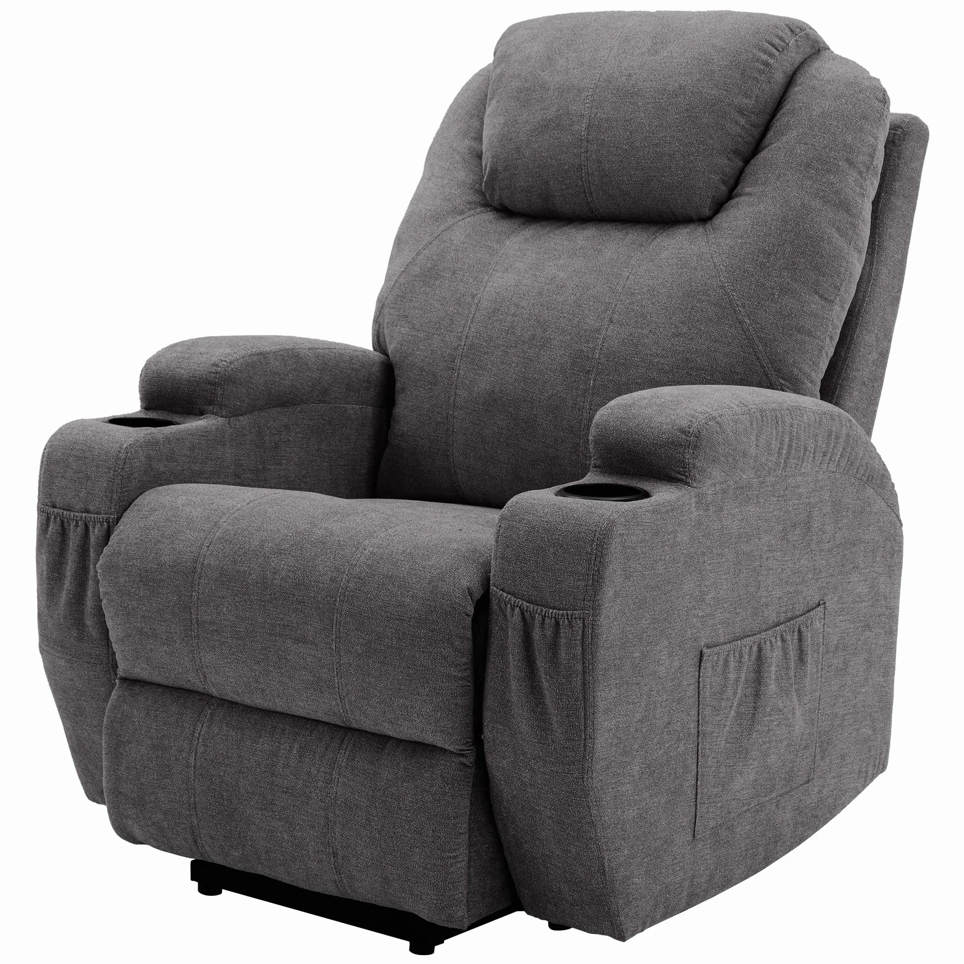 Power Lift Fotel do masażu dla osób starszych, elektryczny fotel podnoszący z ciepłem i masażem, sofa z tkaniny z 2 uchwytami na kubki, boczne kieszenie sterujące do salonu, dostępne w Irlandii