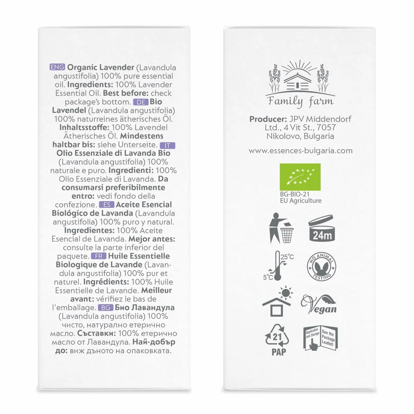 Essences Bułgaria Organiczny Olejek Eteryczny z Lawendy 50ml Lavandula angustifolia | 100% Czysty i Naturalny | Nierozcieńczony | Klasa terapeutyczna | Gospodarstwo rodzinne | Destylowany z parą wodną