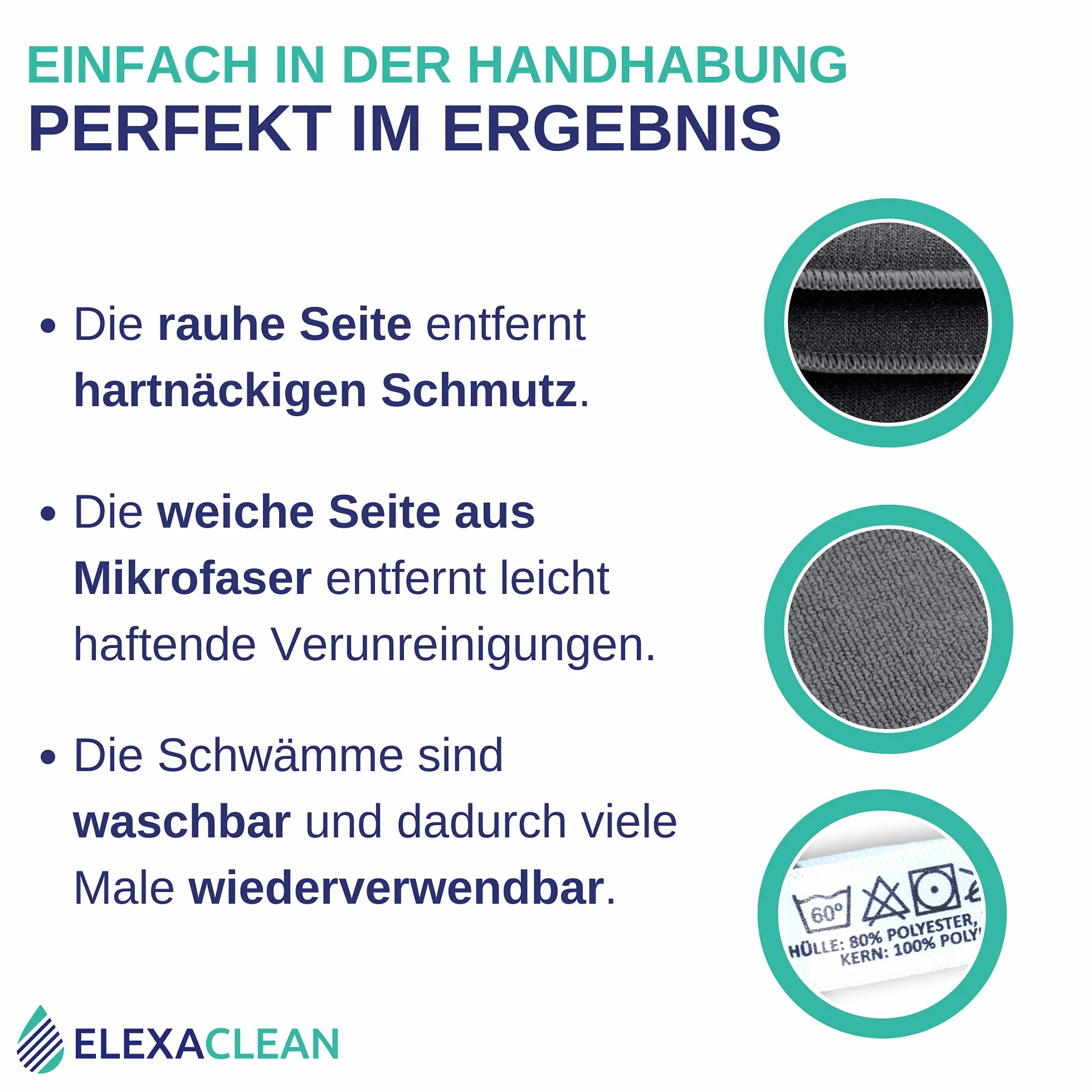 ELEXACLEAN gąbka kuchenna 3 szt. mikrofibra 12x10 cm antracyt
