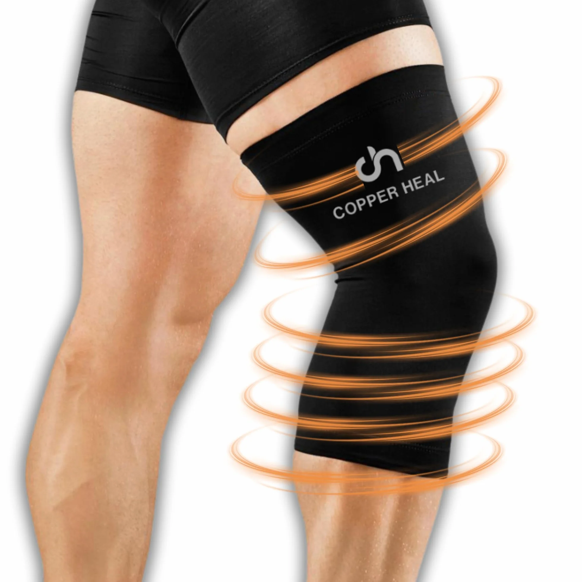 Kompresja kolana Wsparcie kolana MIEDŹ COPPER HEAL Sport regeneracja kolana elastyczna szyna sport mtb antypoślizgowa taśma schody koszykówka komfort kobieta mężczyzna ból stawów kolano orteza (M, BLACK)